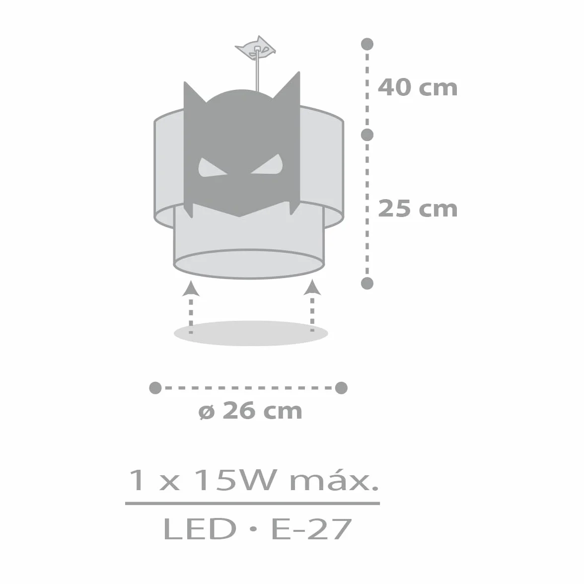 Dalber Lampe Suspension Enfand Dark Hero Super-héros Noir