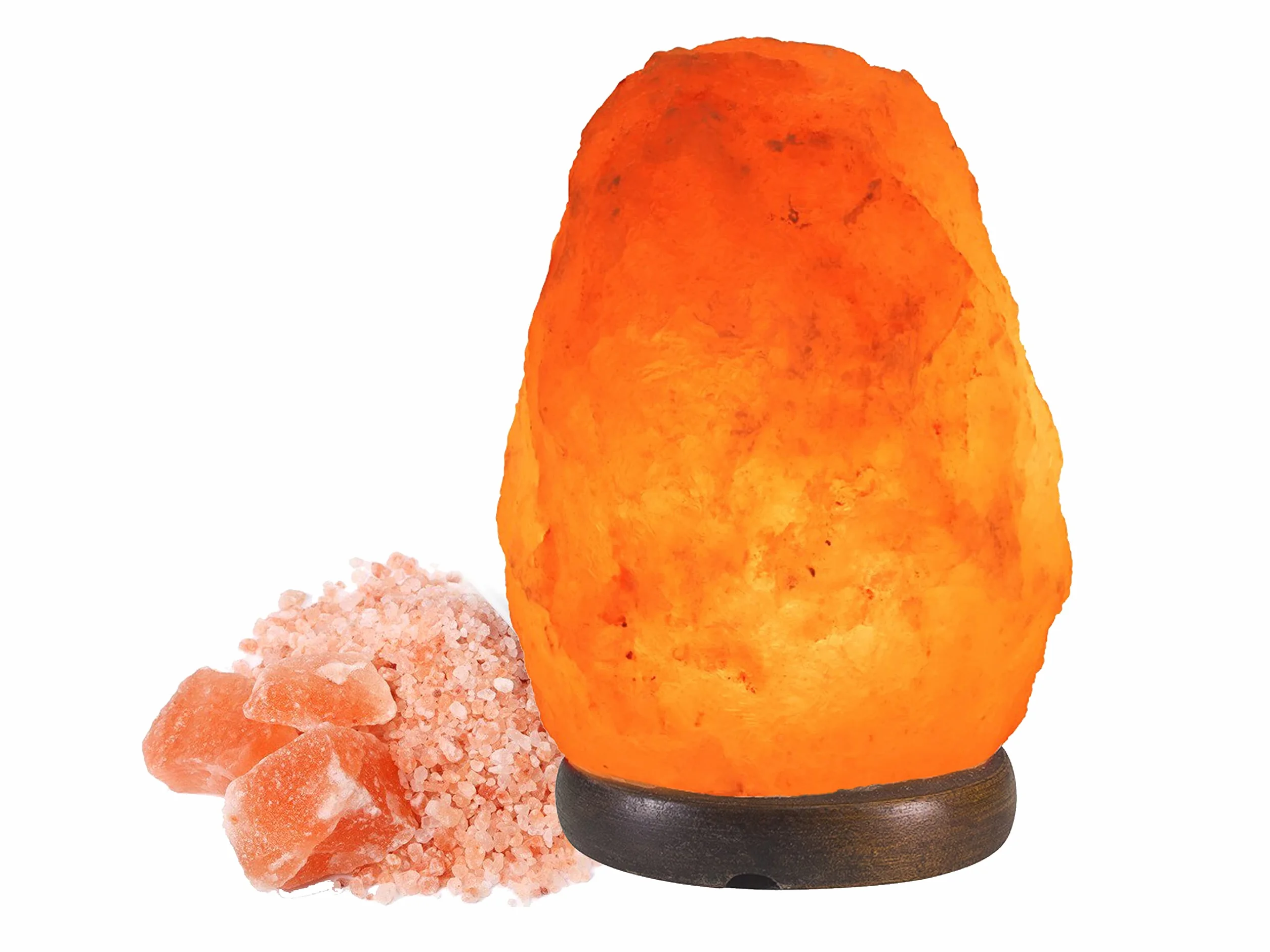 BEPER P201UTP100 Lampe de Sel de l'Himalaya Naturelle Faite à la Main avec Base en Bois Rose