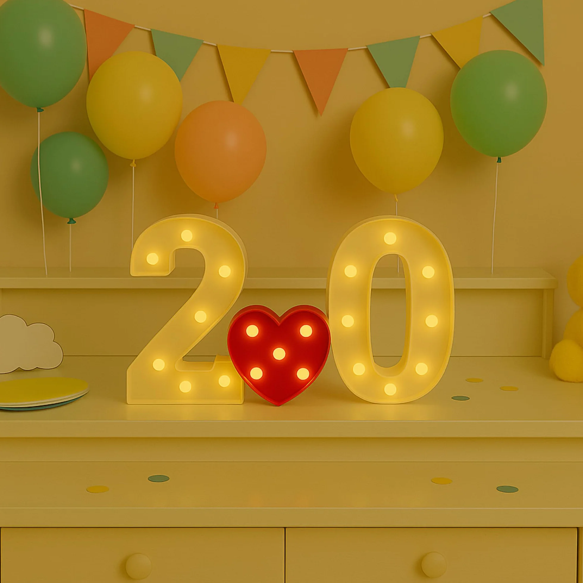 JANDEI Numéros Lumineux LED Numéro 1 Lumière Chaude pour Décoration Ambiance Veilleuses Chevet