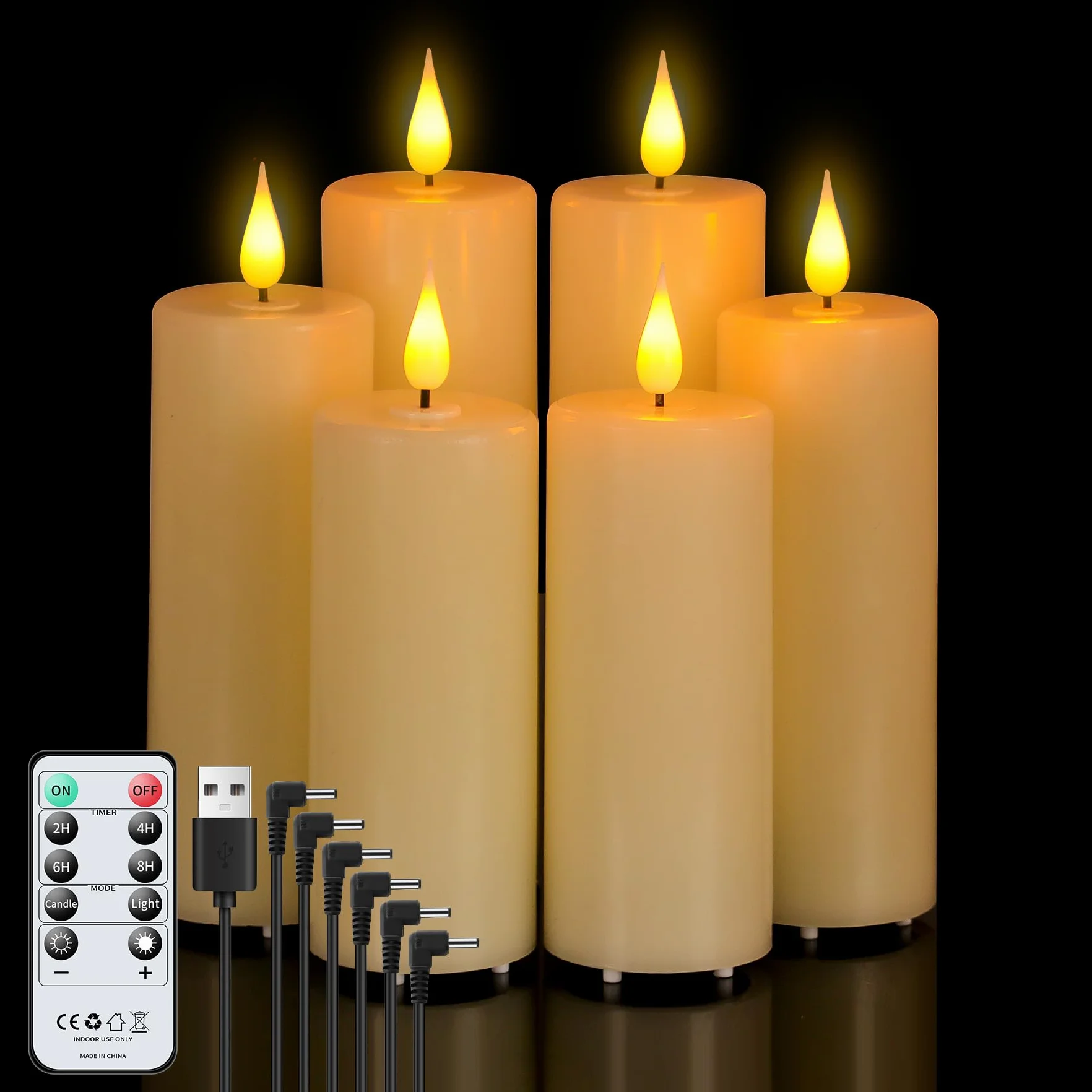Forever Speed 6 Bougies à LED Rechargeable avec Télécommande 12cm 14cm 16cm Graduable Sans Flamme pour Décoration Maison
