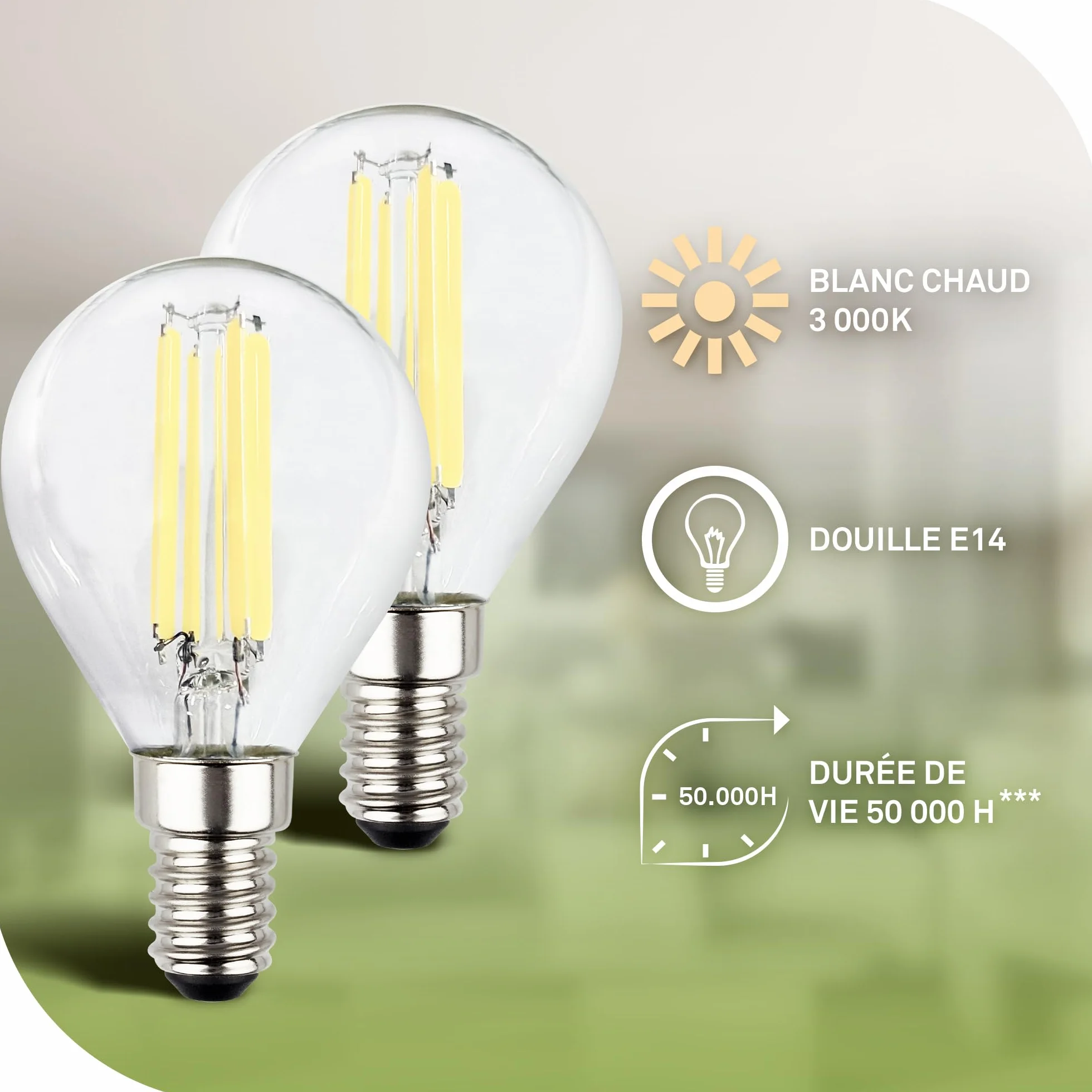 BRILONER Lot de 2 lampes à LED E14 4W 840 lm blanc chaud éclairage intérieur