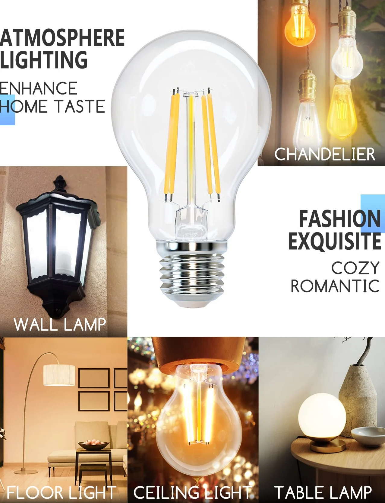 Aigostar Ampoule Connectée WiFi E27 6W LED Vintage Intelligente Dimmable 2700K-6500K Compatible Alexa Google Home