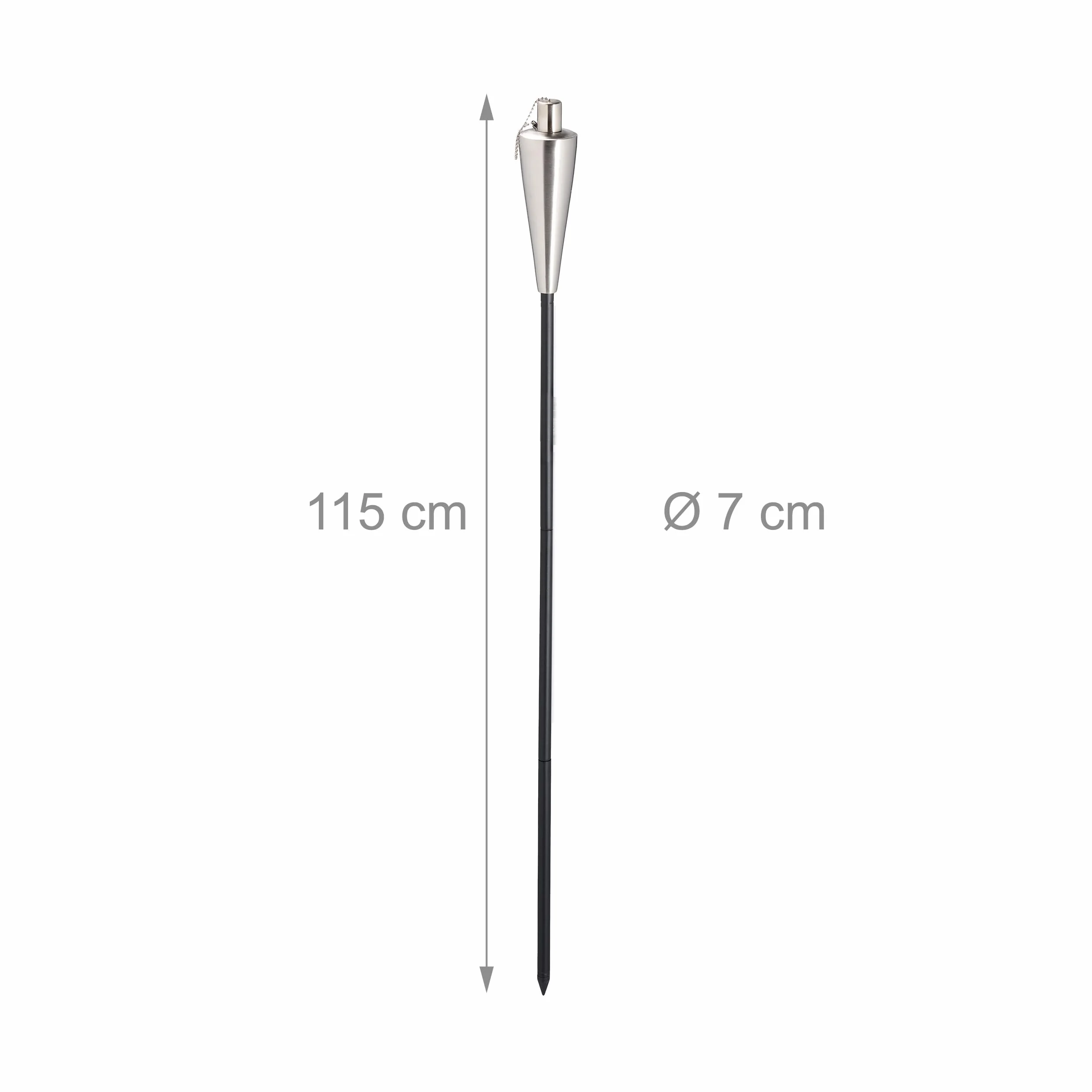 Relaxdays Fackels de Jardin Ensemble de 3 INOX Torches à Huile Hauteur réglable Argent Noir