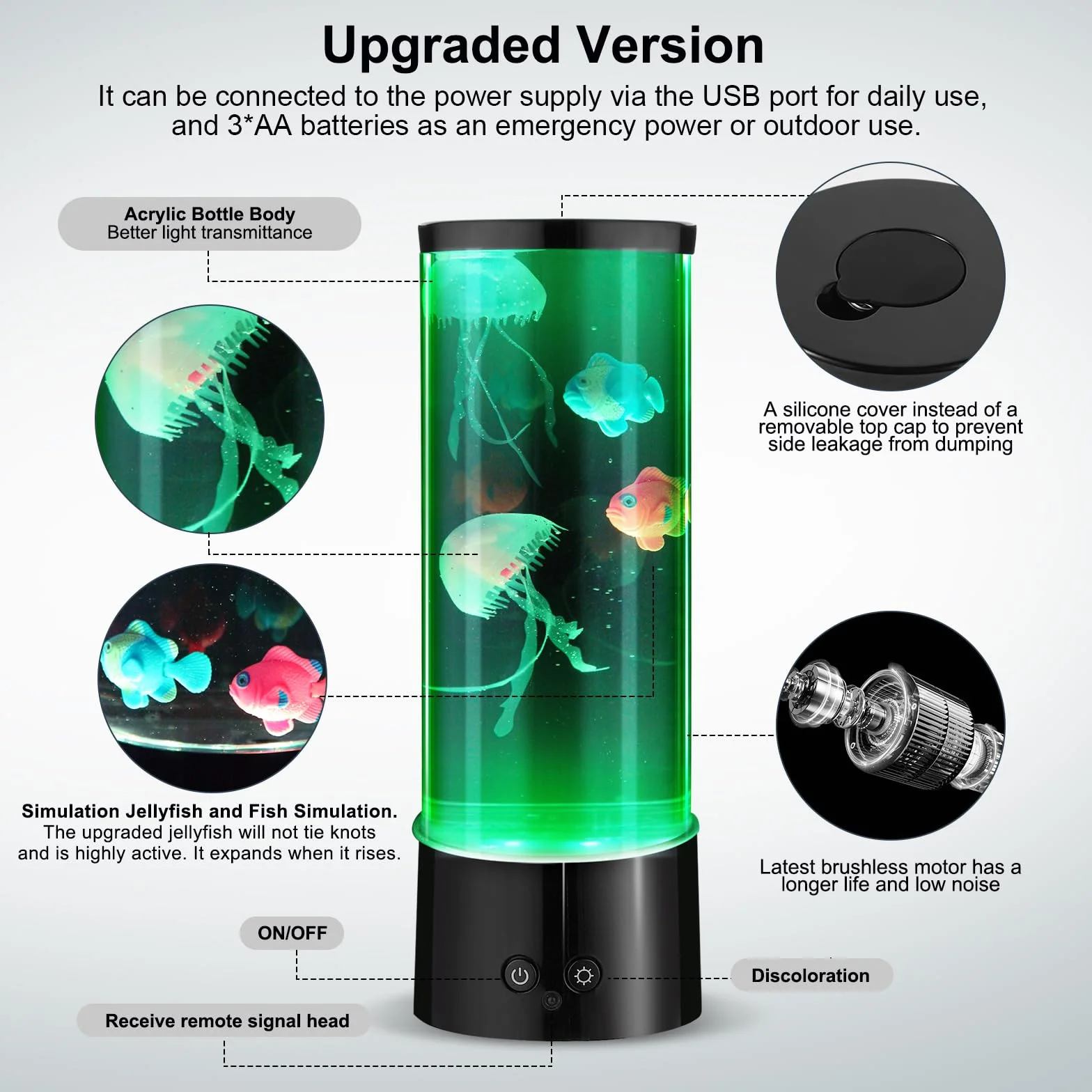 Lampe Méduse Jellyfish Lumière d'ambiance LED 17 Effets de Couleur Changeants Aquarium