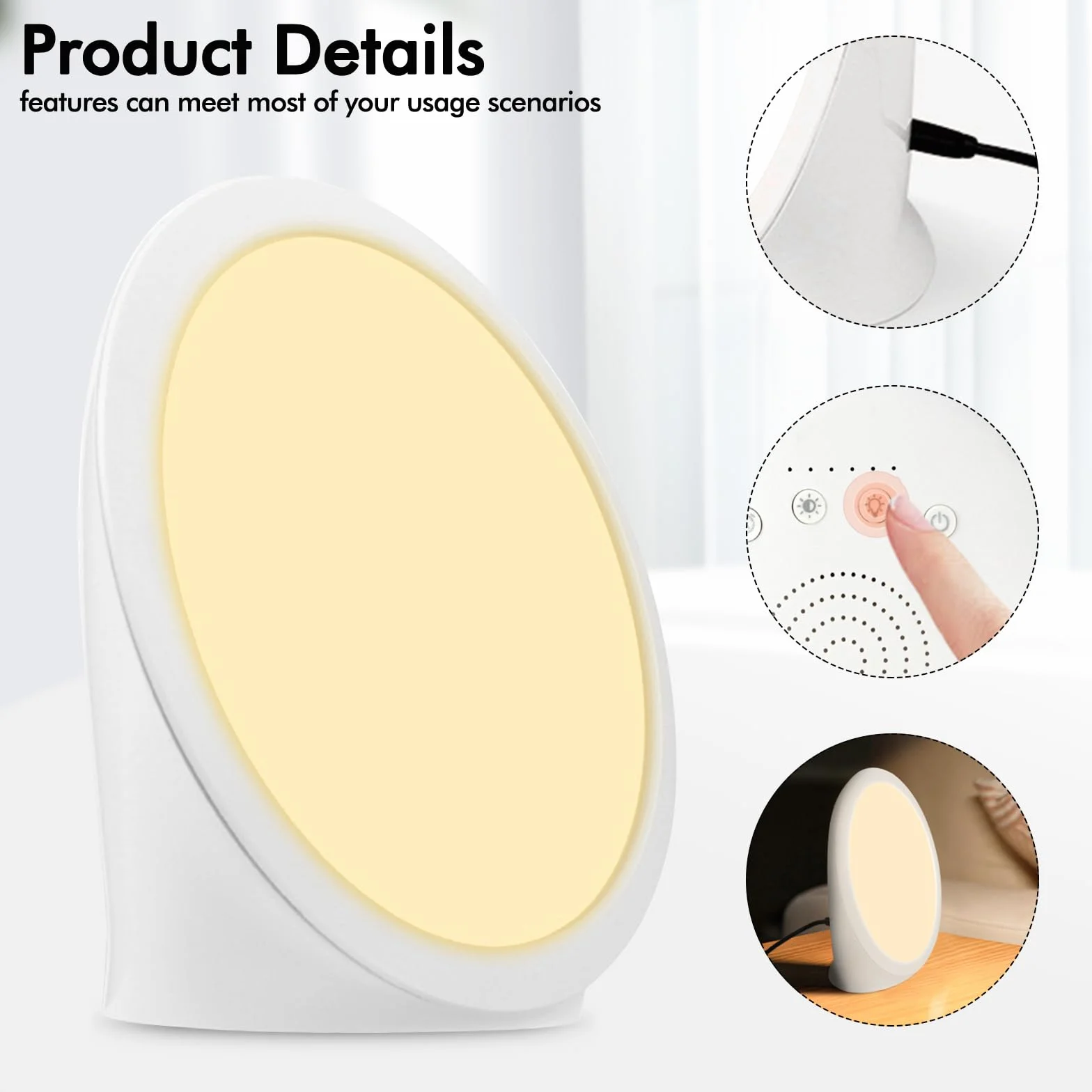 PORFOYO Lampe de luminothérapie, lampe de bureau avec 3 températures de couleur, fonction mémoire, 6 minuteries