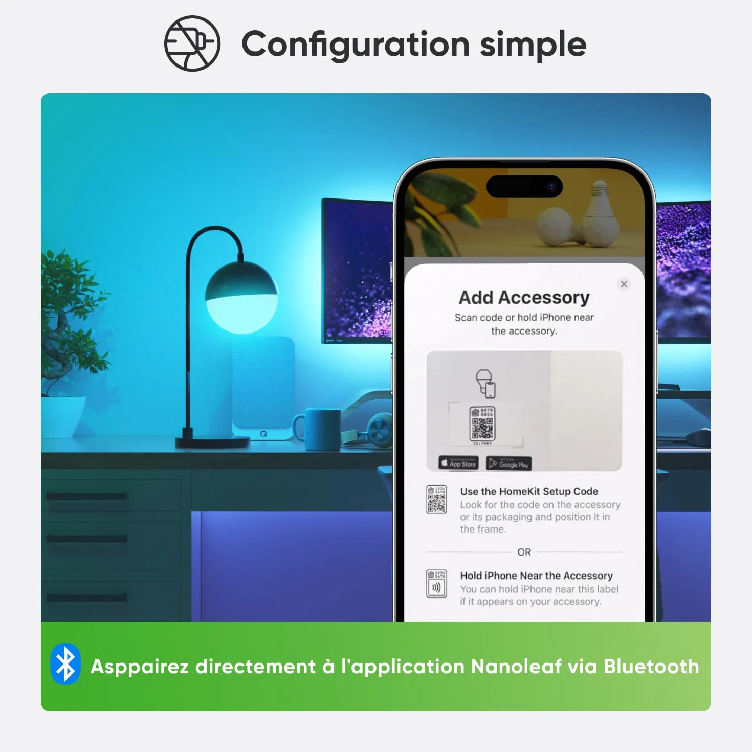 Nanoleaf Matter Essentials Pack de 2 Ampoules LED E27 Connectées RGBW, Lampes Intelligentes Compatibles Alexa Apple Google
