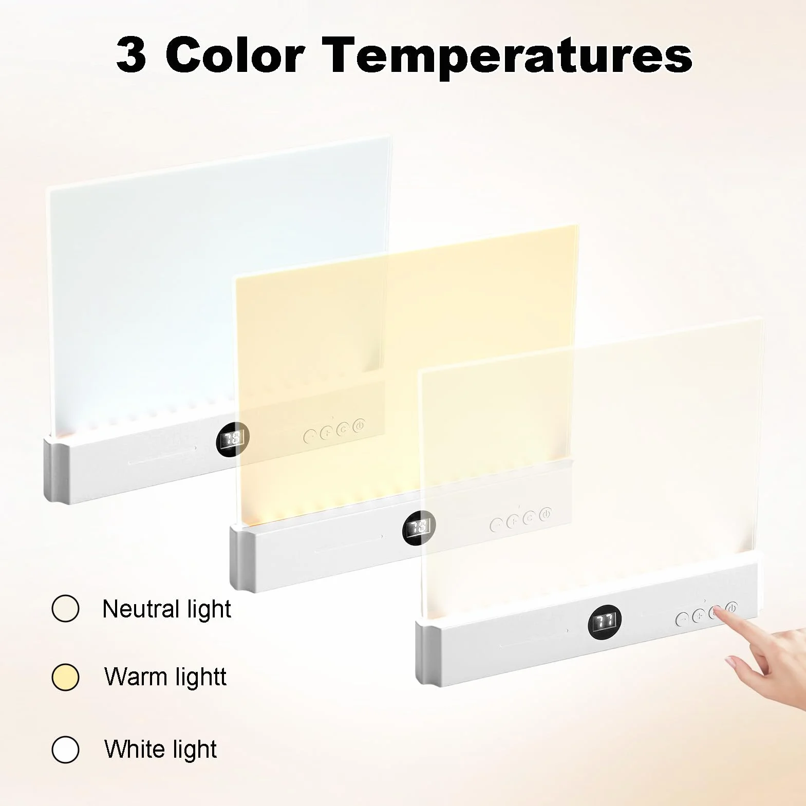 Lampe de Livre LED Portable, Protection des Yeux, 3 Couleurs, Minuterie, Blanc