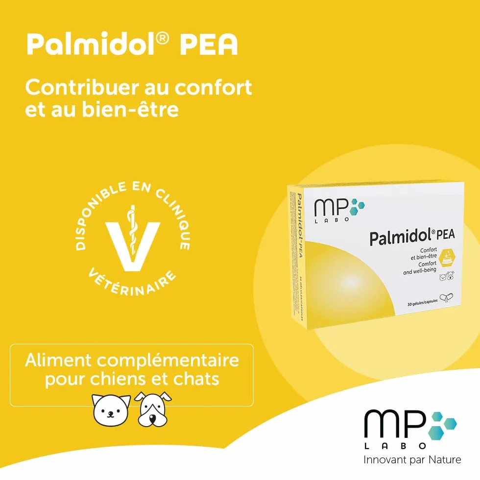 MP Labo Palmidol® PEA 30 Gélules - Complément pour Chien et Chat - Palmitoyléthanolamide et Astaxanthine