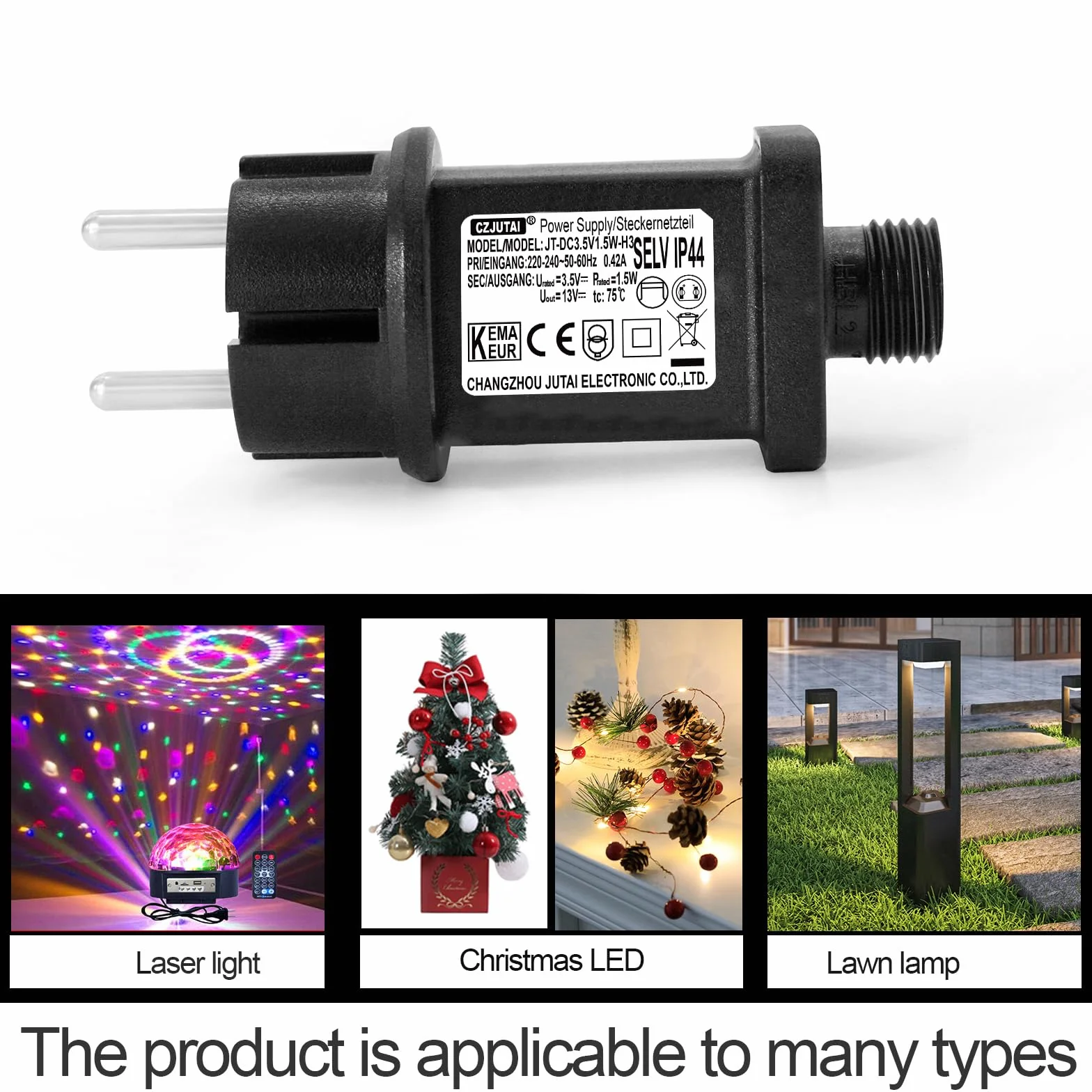 Transformateur LED CZJUTAI 3.5V 1.5W IP44 Alimentation pour éclairage de Noël avec Prise Européenne