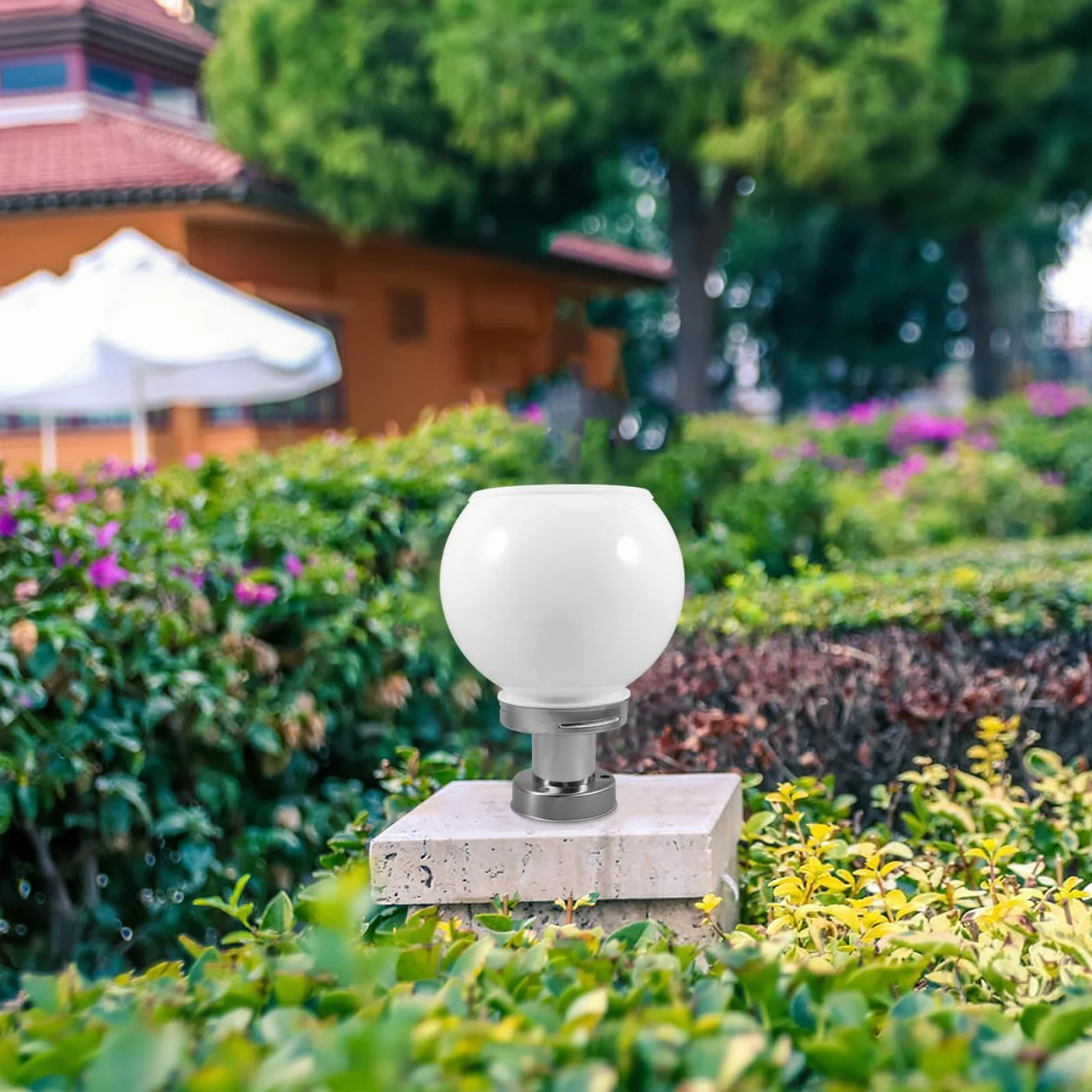 NUOBESTY Lampe Solaire Extérieure LED 10.04 Pouces Étanche pour Pilier Rond Éclairage Jardin
