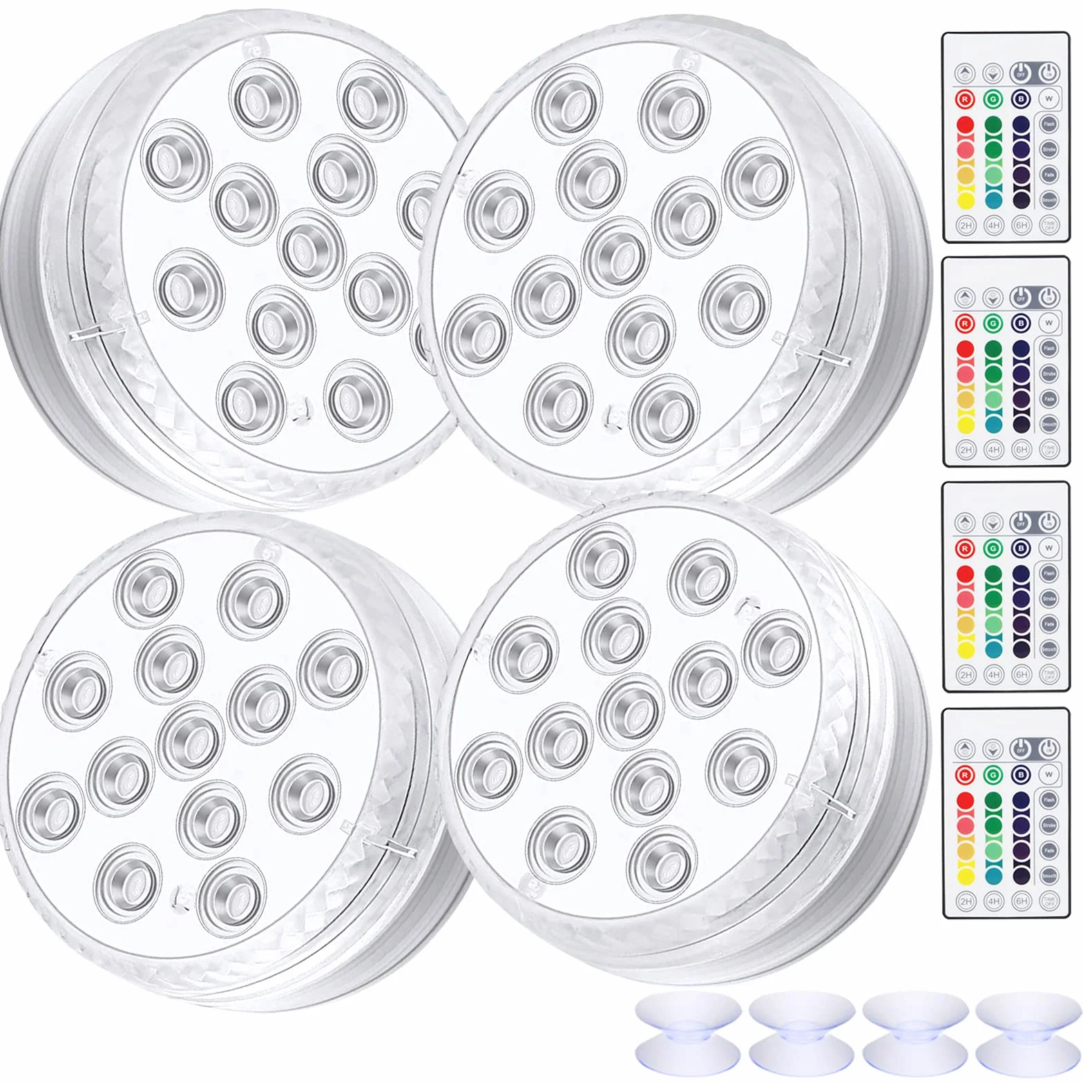 Lumières LED Submersible Lot de 4 - Lampe LED Imperméable Avec Télécommande RGB Multicolore Étanche