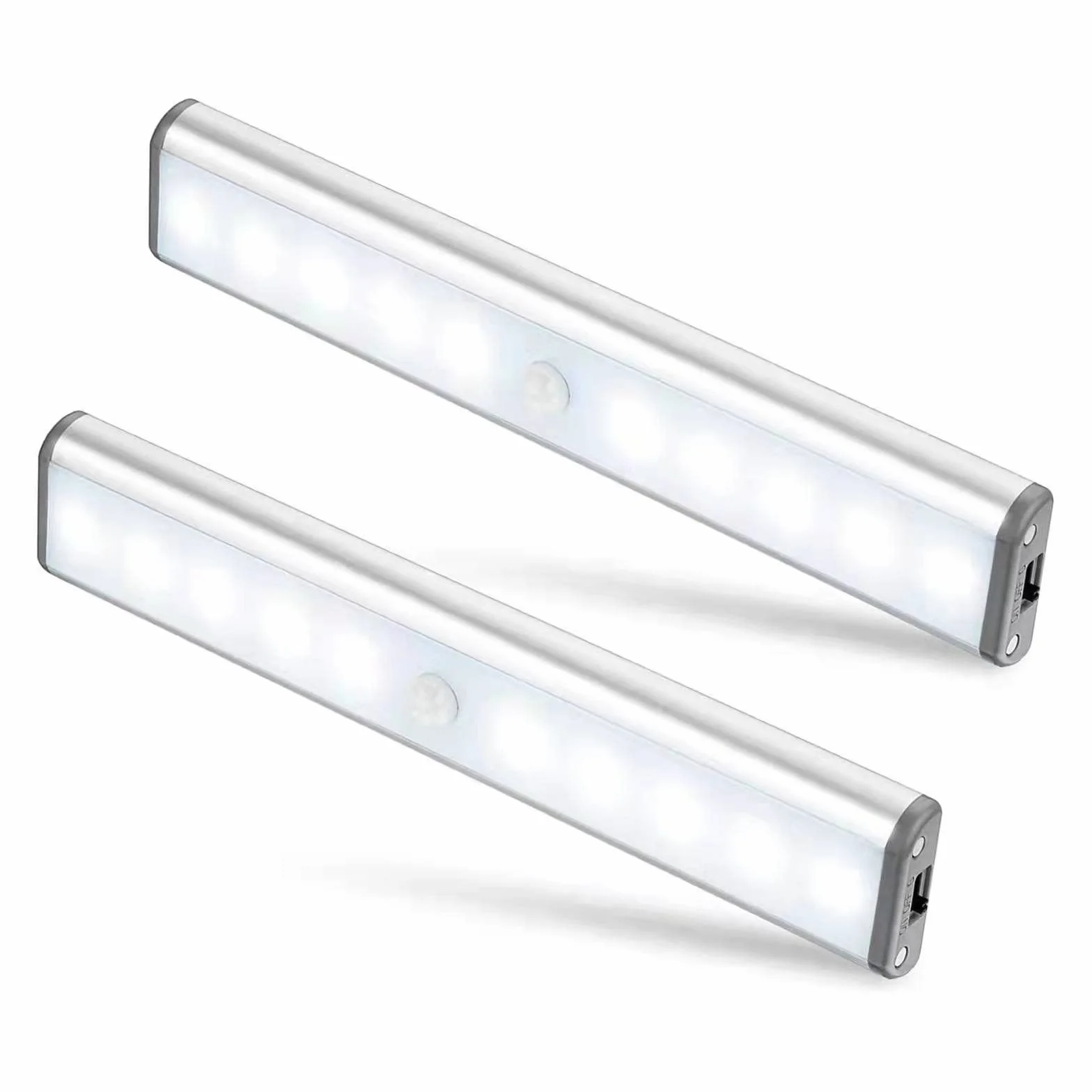 Moston Lot de 2 Lampes 10 LED Sans Fil Rechargeable USB Aimanté Détecteur de Mouvement 2 Modes Éclairage Portable