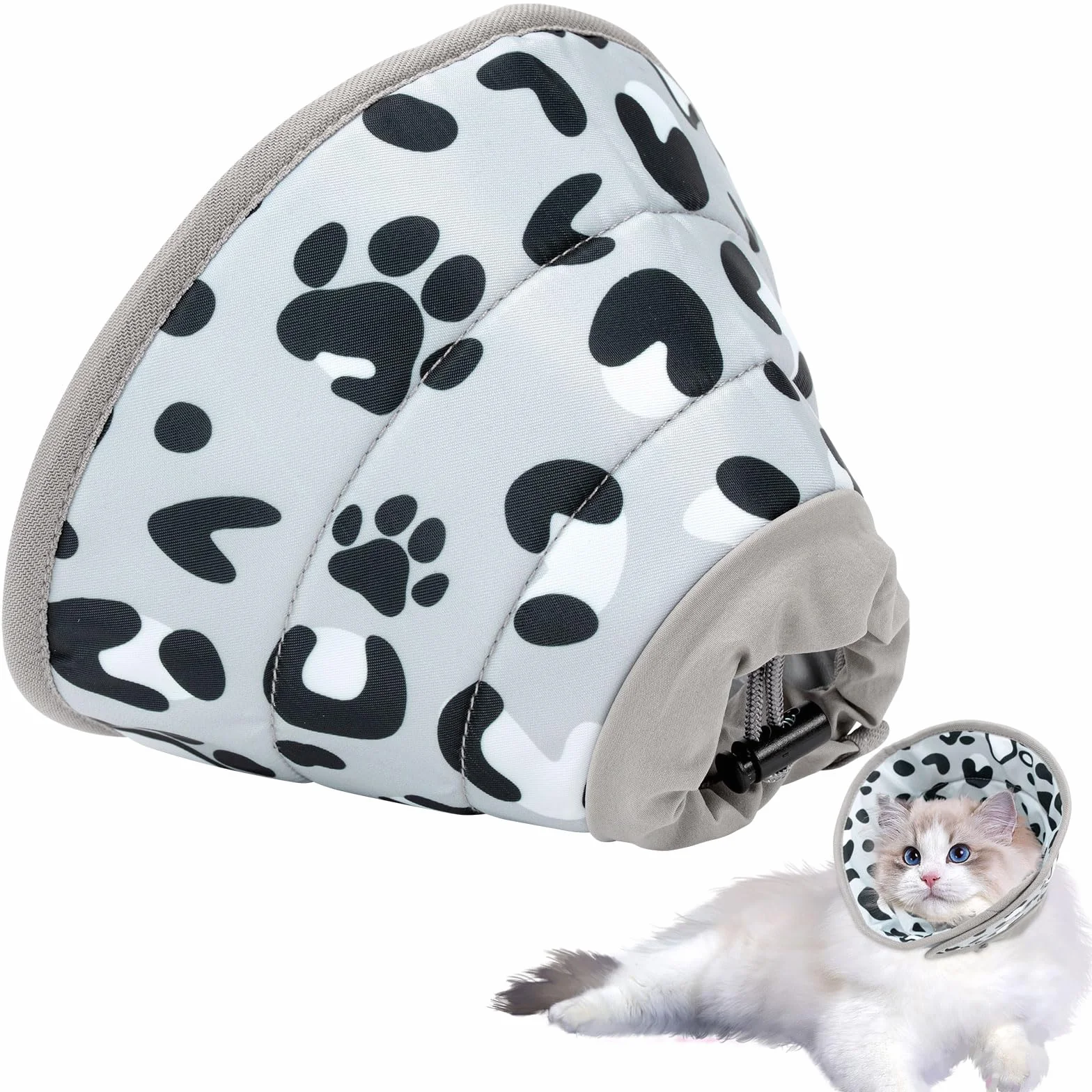 Collerette Chat Anti Léchage Réglable Anti Grattage Doux Après Chirurgie Élisabeth Collier Cône Récupération Chiots Petits Chiens Gris M