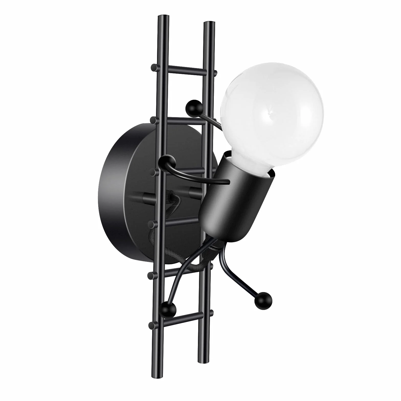 Créatif Humanoïde Lampe Murale Applique E27 Max 60W pour Chambre d'enfants