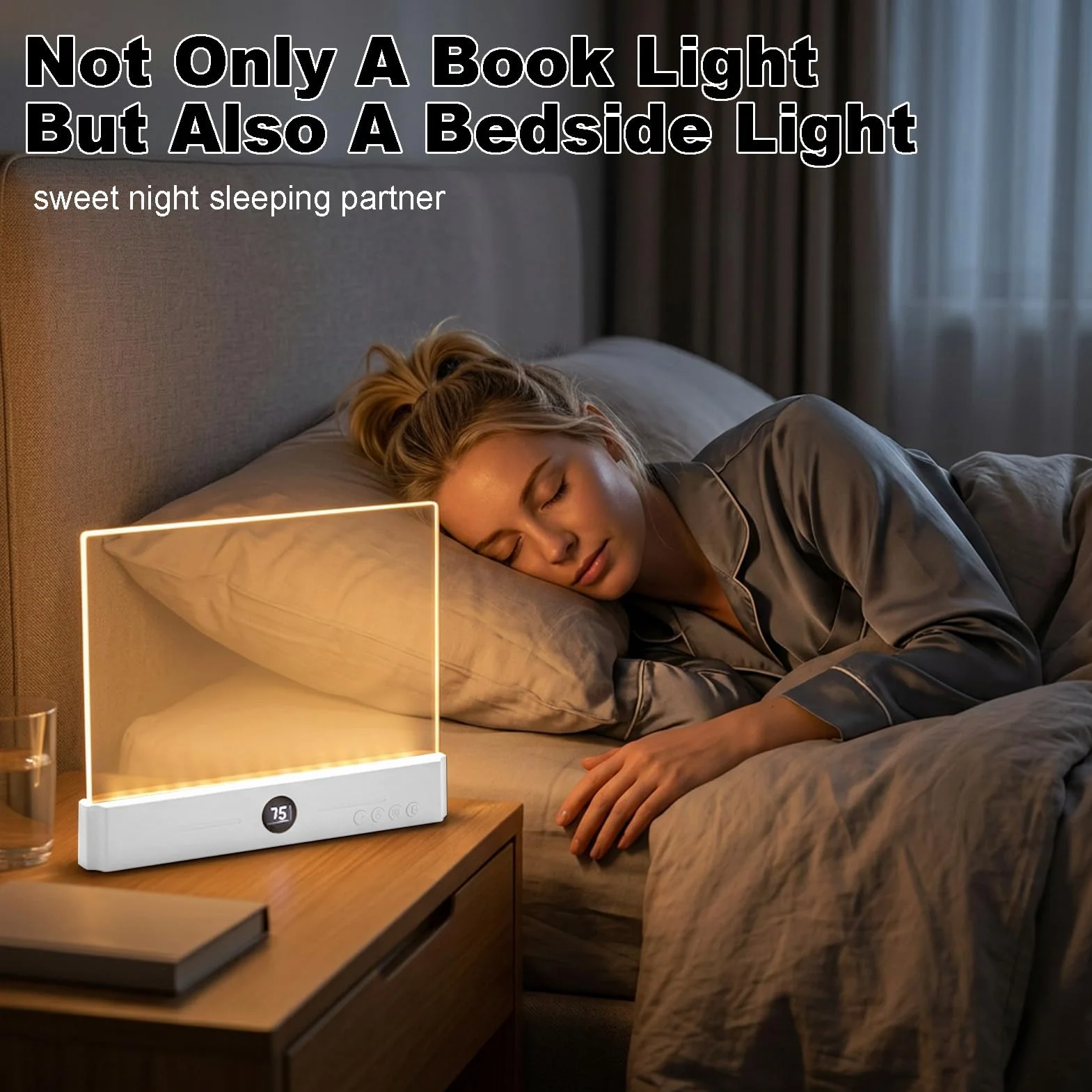 Lampe de Livre LED Portable, Protection des Yeux, 3 Couleurs, Minuterie, Blanc