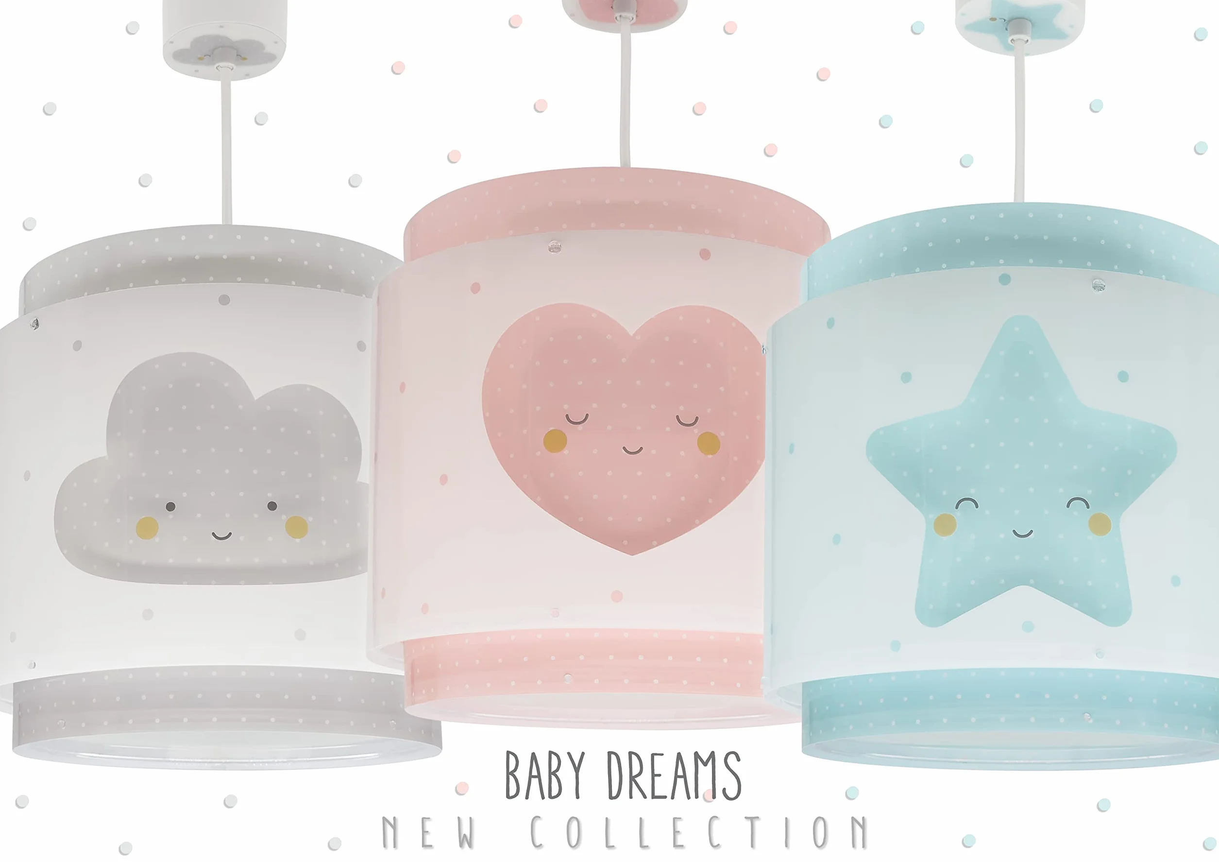 Dalber Lampe Suspension Enfant Baby Dreams Nuage Gris, lustre chambre enfant E27