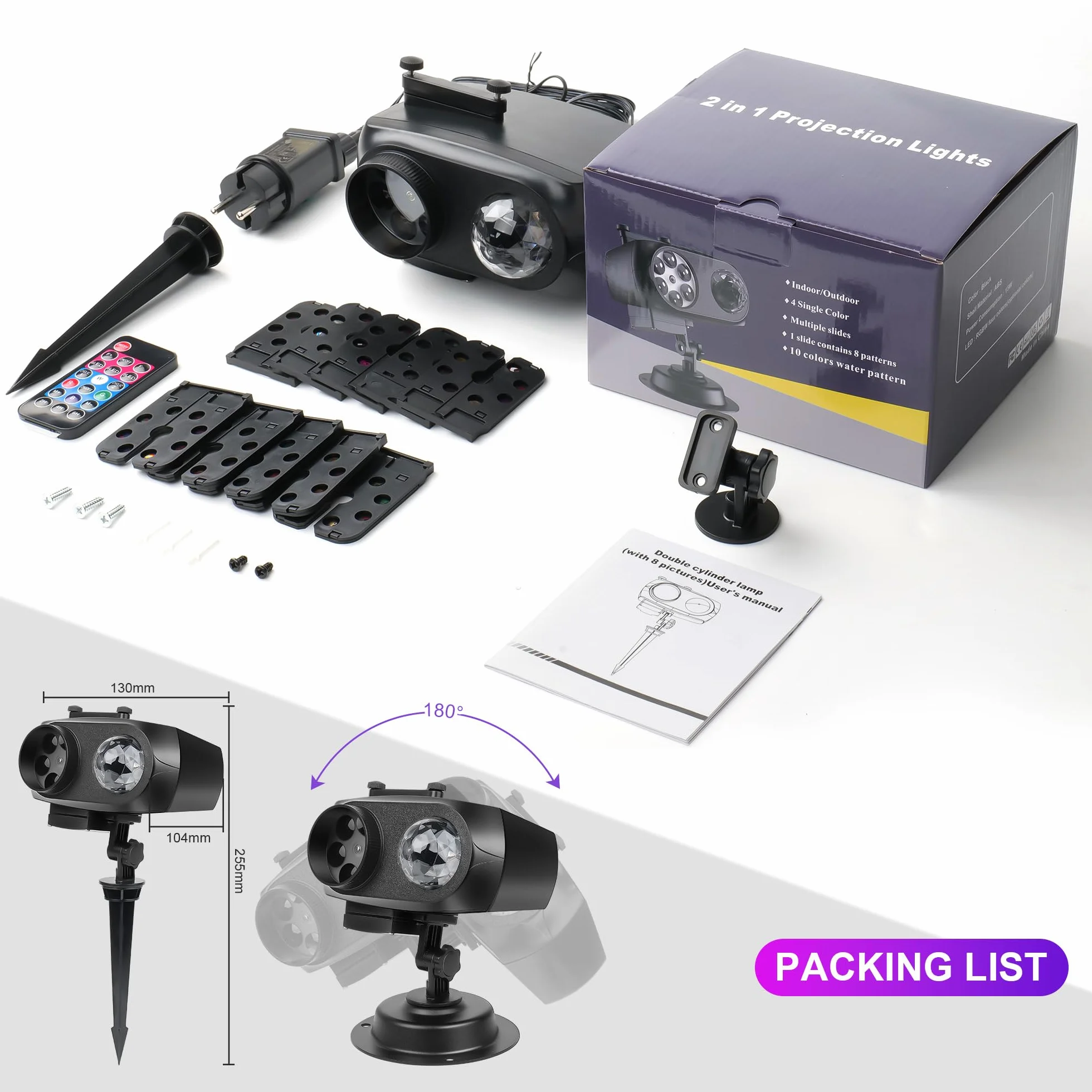Projecteur LED Noël Extérieur IP67 avec 10 Diapositives 8 Motifs 10 Couleurs Océan