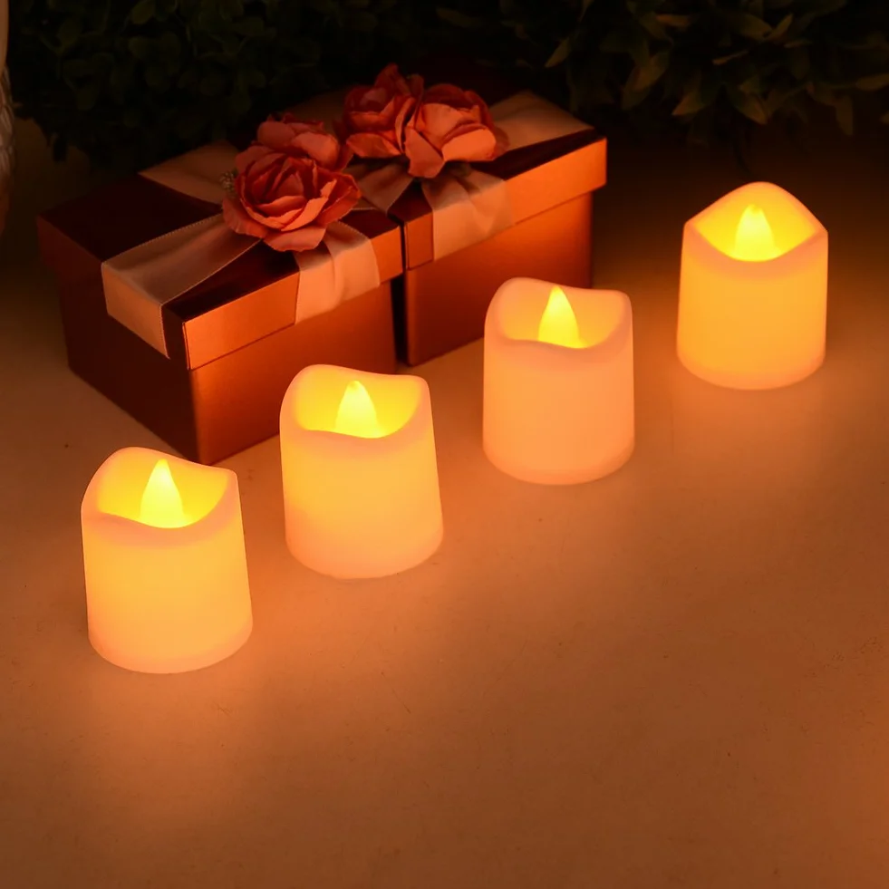 Litake Bougies LED 24 PCS Lumière Vacillante Chauffe-Plat sans Flamme avec Piles Décoration Fête