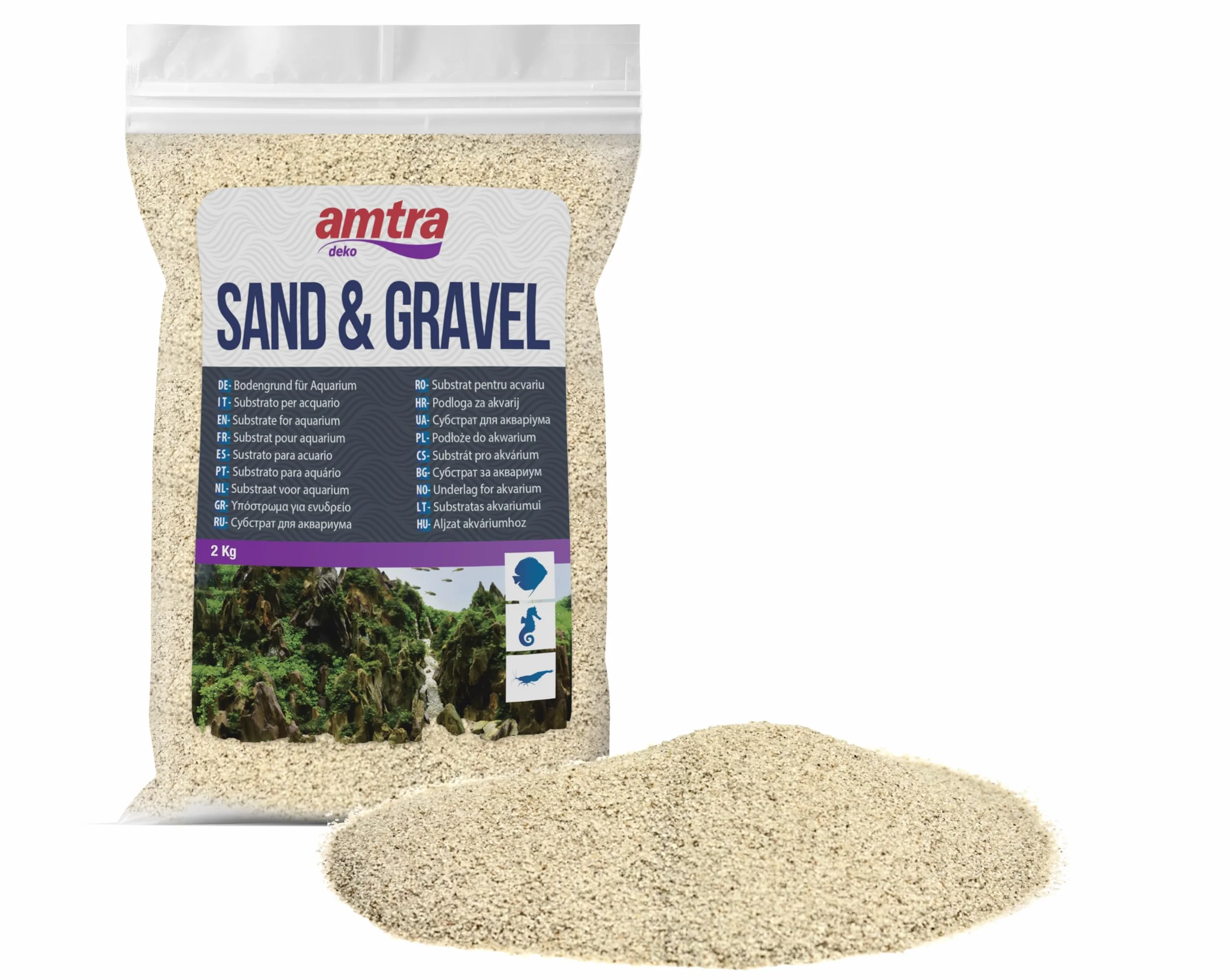 Amtra WHITE QUARTZ Sable Fin Quartz Blanc pour Aquarium 0.1-0.7 mm 2 kg