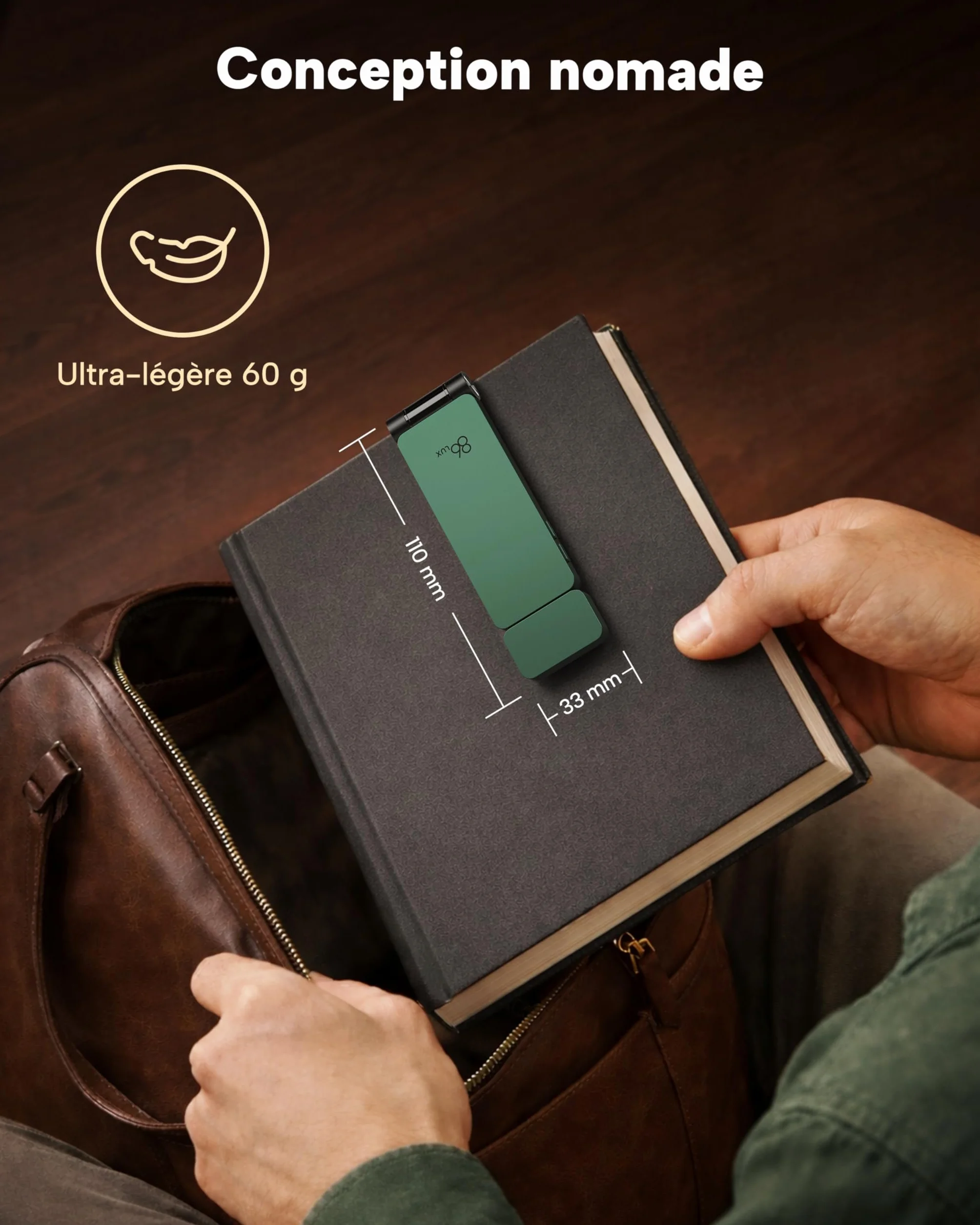 86lux Lampe de Lecture Rechargeable Liseuse LED USB-C, Légère 46 g, Lampe à Pince Marque-Page, 3 Températures de Couleur, 80H Autonomie, Vert