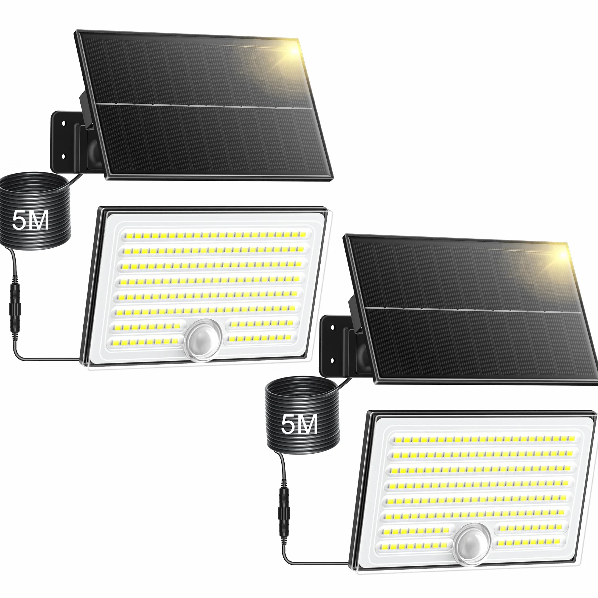 Lampe Solaire Extérieur Détecteur de Mouvement 8500K 1500mAh IP65 Étanche 2 Pièces