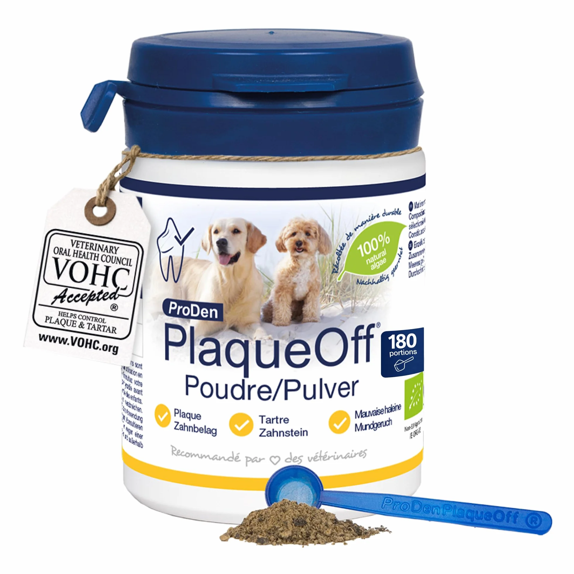 ProDen PlaqueOff Poudre Dentaire pour Chiens Anti-Tartre 60 g