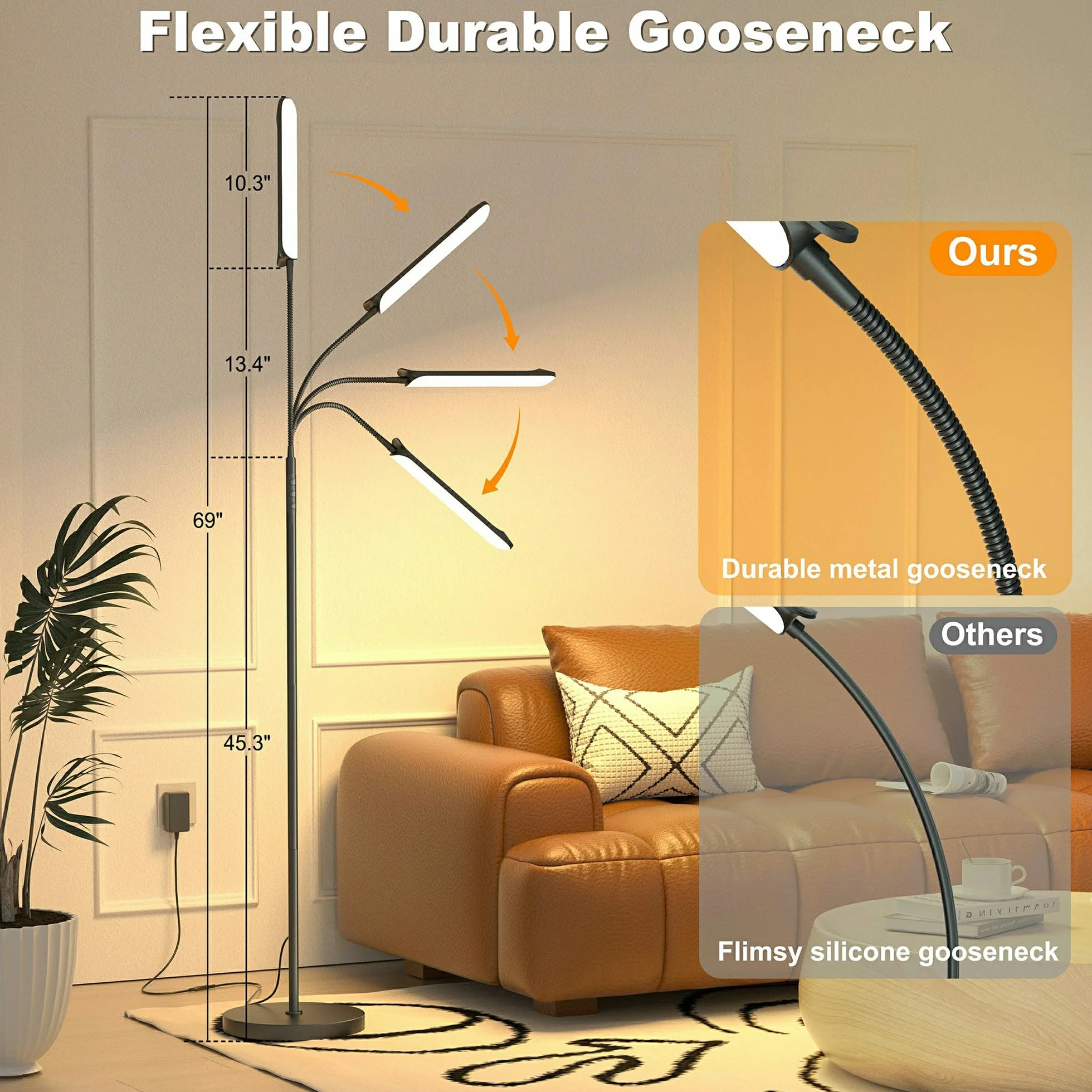 Lampadaire sur Pied LED Dimmable 18W 1800 Lumens 2700K-6500K avec Télécommande et Contrôle Tactile