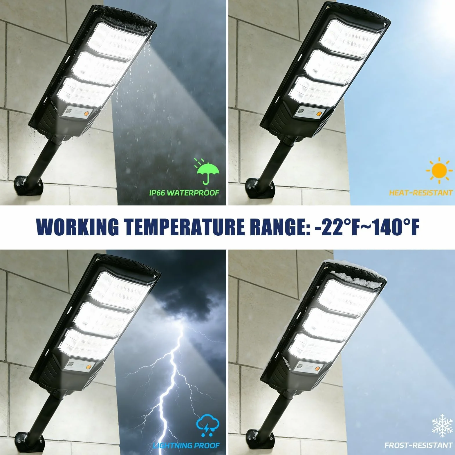Lampadaire Solaire Extérieur 500W Projecteur LED avec Détecteur de Mouvement 6500K 2 Pièces