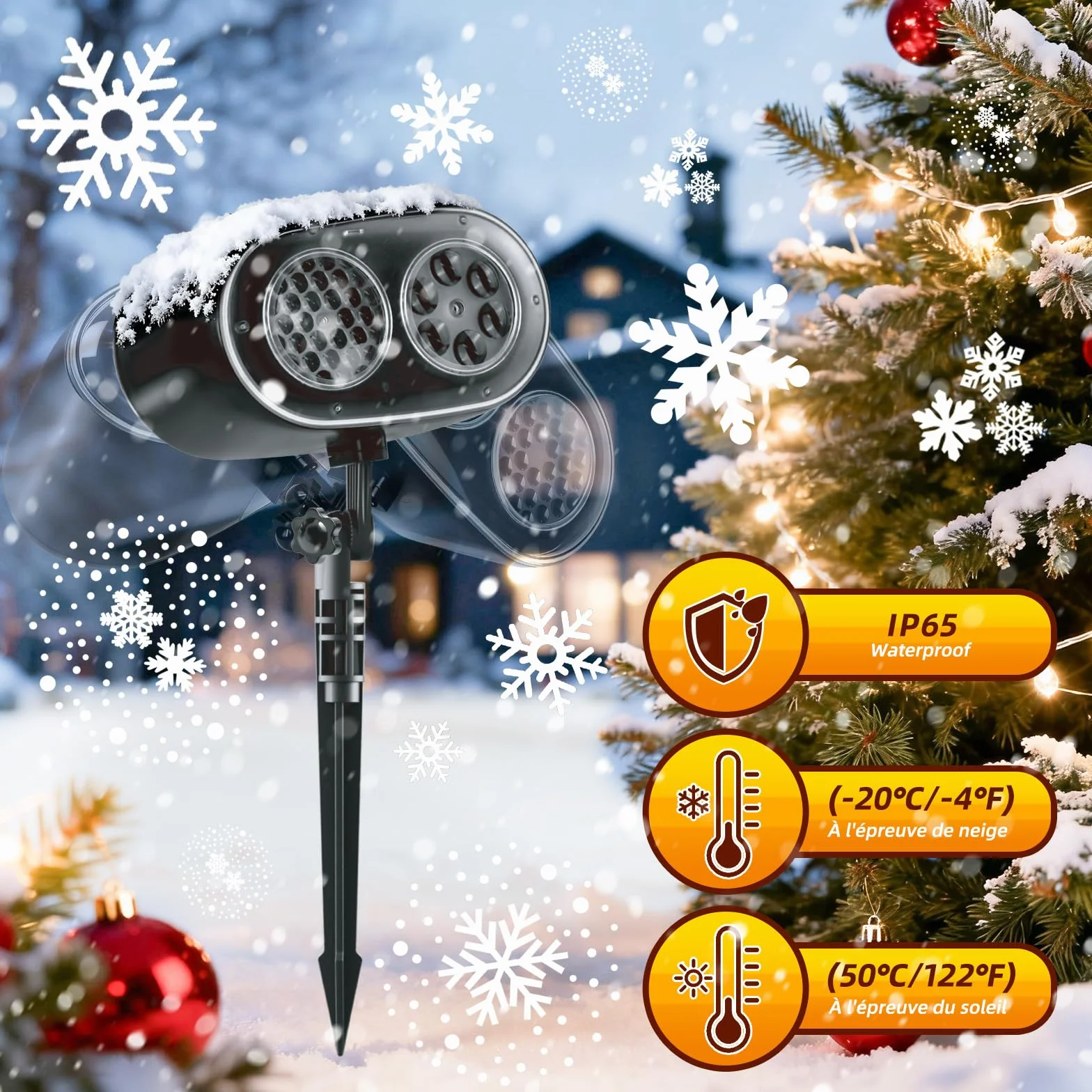 Charmofun 2 in 1 Projecteur de Noël Extérieur LED Dynamique avec Télécommande IP65