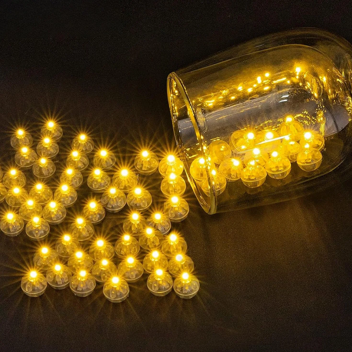 Mini LED Balloon Lumières, 50 Pièces Boule Rond LED pour Décoration Mariage Anniversaire