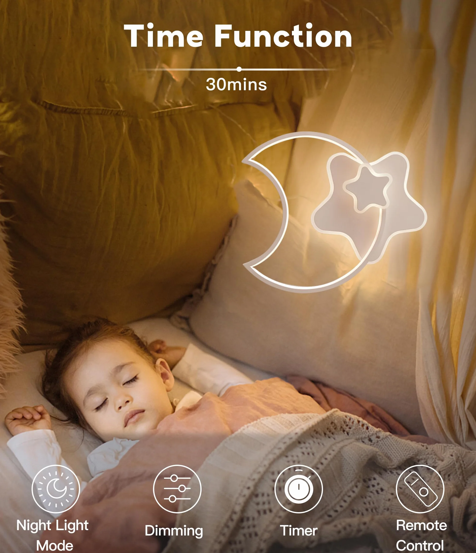 Plafonnier LED Étoile 45CM Dimmable avec Télécommande 3000K-6000K Blanc Moderne pour Chambre Enfants