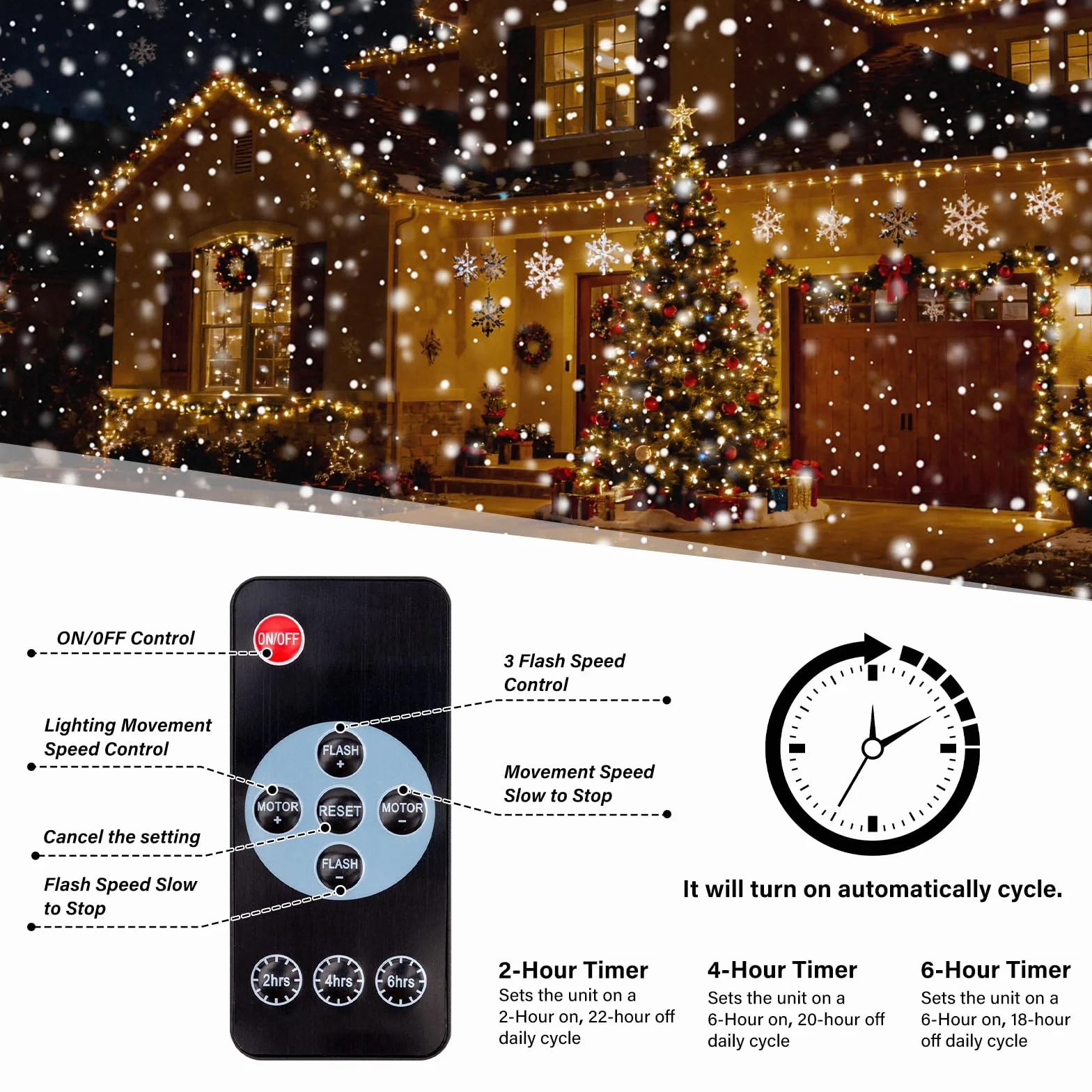 Projecteur de Noël LED chute de neige extérieur étanche télécommande Nouvel An Halloween mariage