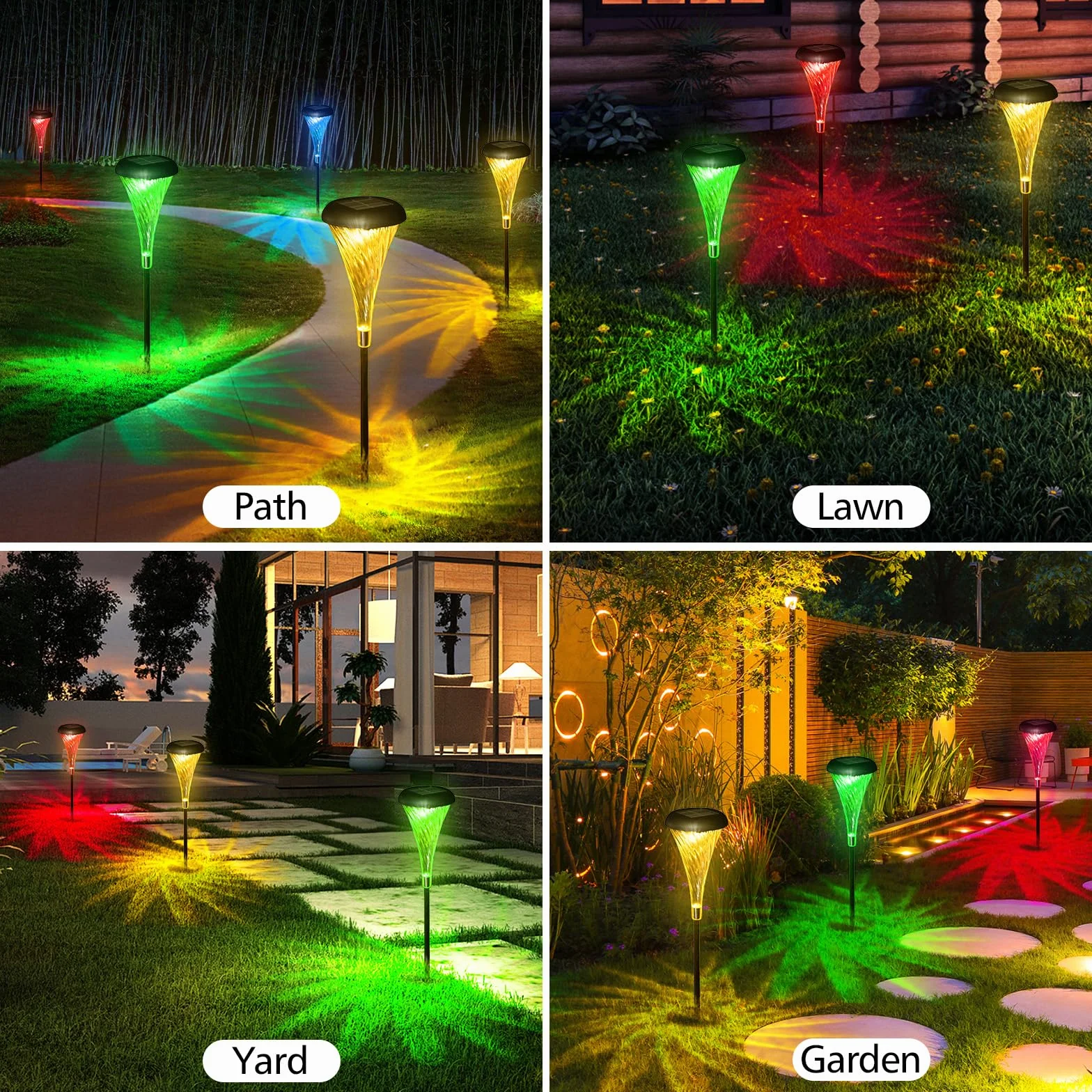 Joltix Lampe Solaire Extérieur Jardin 4 Pack LED Colorée Blanche Chaude Étanche Allée Patio