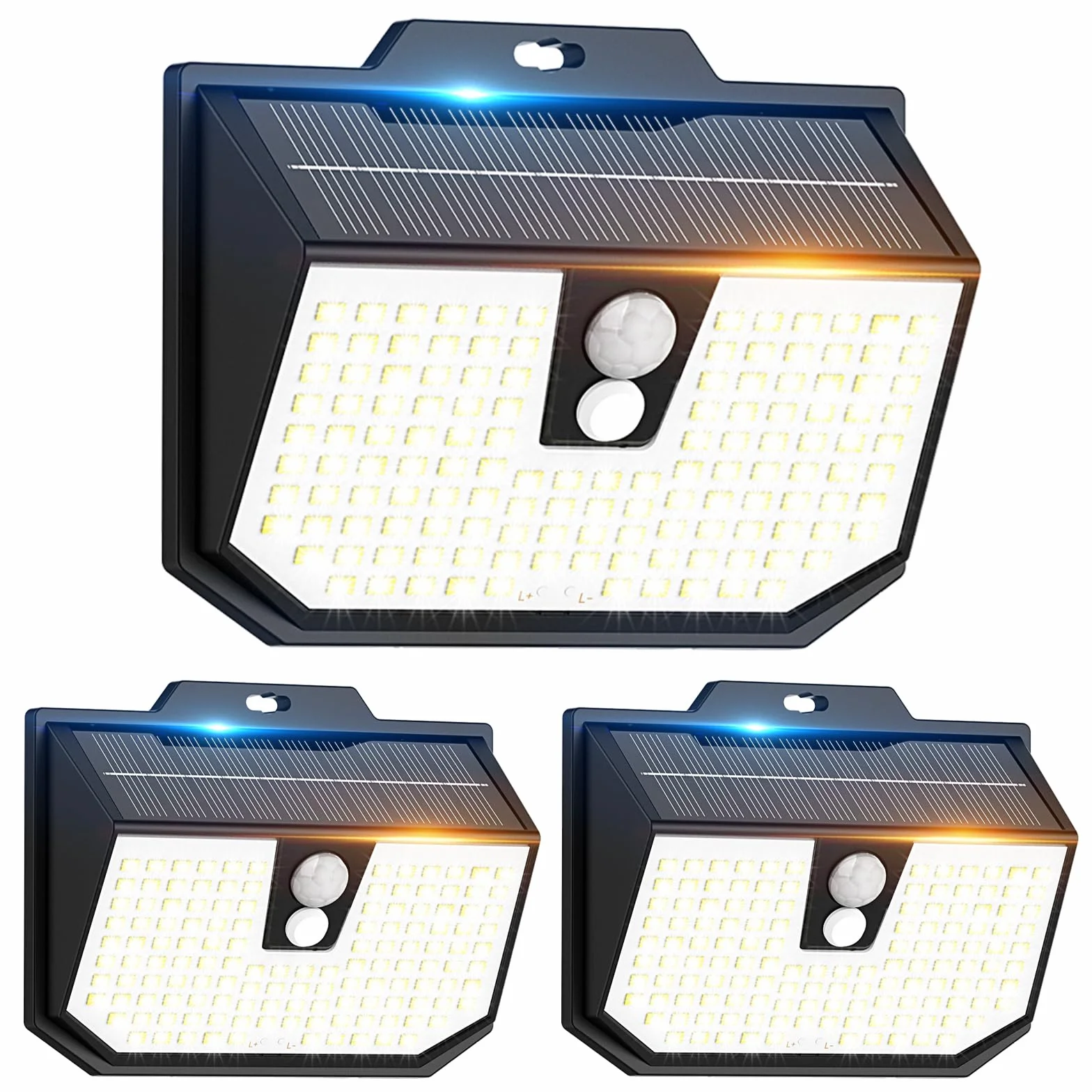 Lampe Solaire Exterieur LED IP65 6000K Blanc Froid 3 Modes avec Detecteur de Mouvement Lot de 3