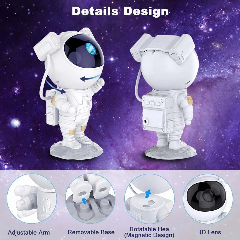 SFOUR Proiettore a LED effetto cielo stellato Astronauta lampada notturna per bambini adulti feste casa (WHITE)