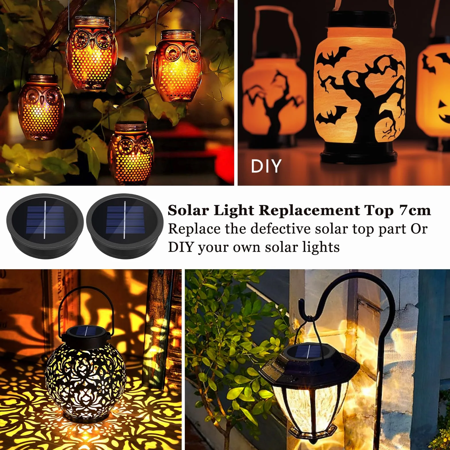 Lot de 2 Lanternes de Remplacement LED IP44 7 cm Lumière Chaude 600 mAh 1.2 V