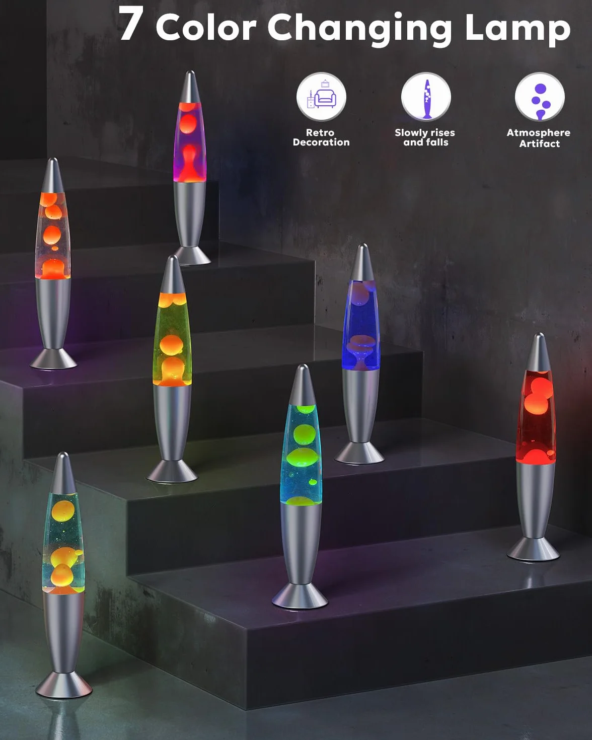 Lampes LED à mouvement liquide 34,8 cm, couleur changeante, blanc et orange, lumière d'ambiance