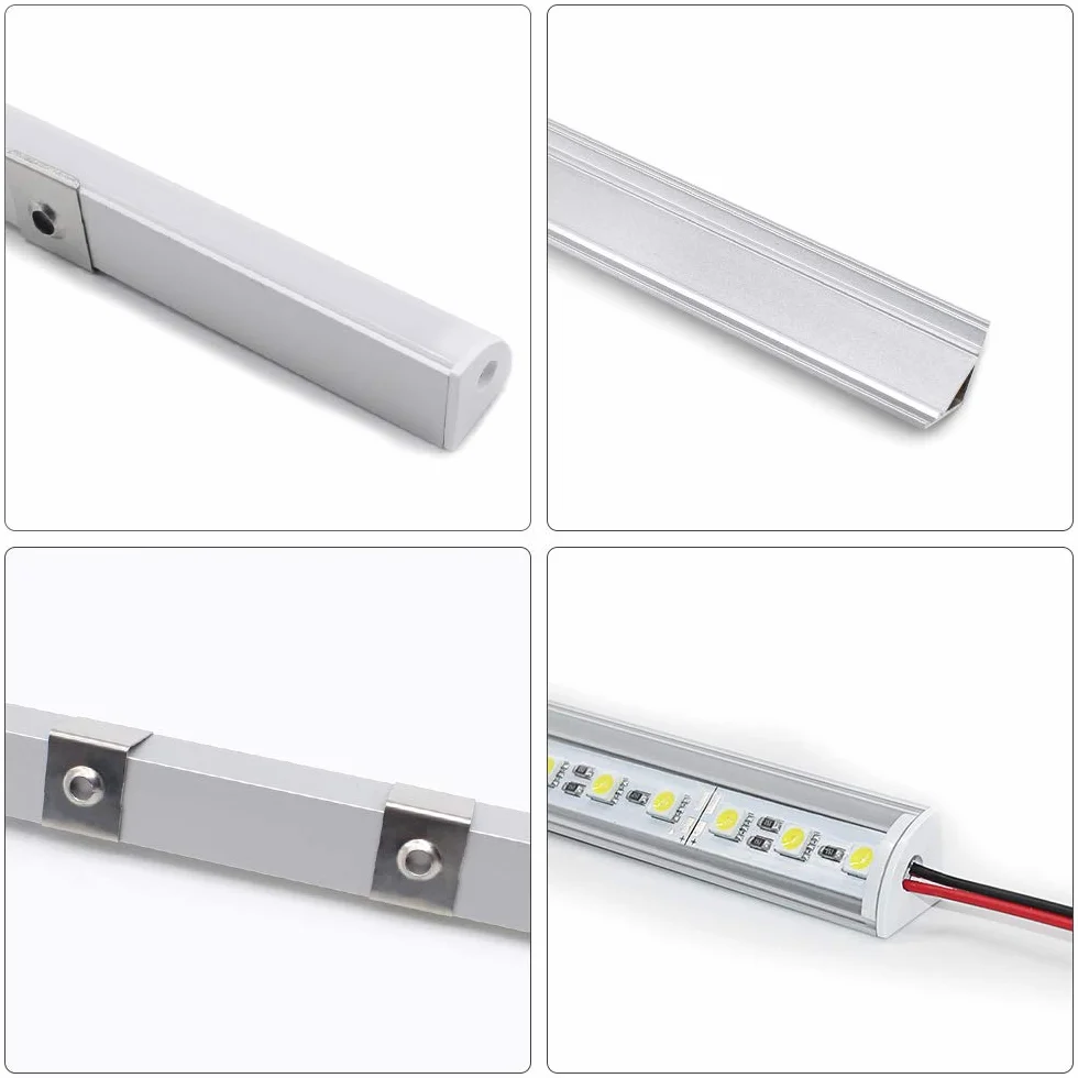 Profilé Aluminium LED V-Forme 6x1mètre avec Couvercle Blanc Laiteux, Embouts, Clips et Connecteurs