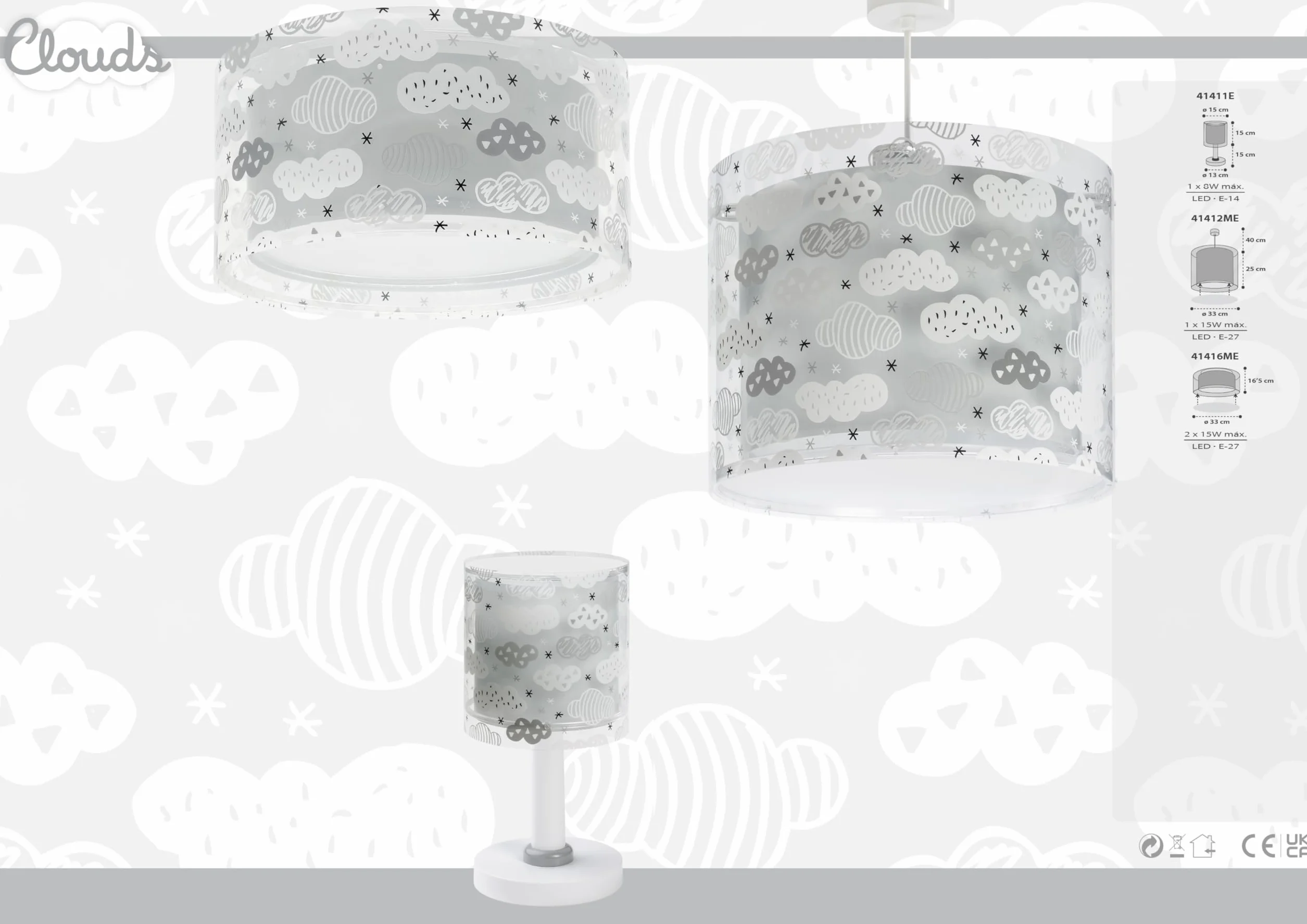 Dalber Lampe Suspension Plafonnier Enfants Nuages Vert E14