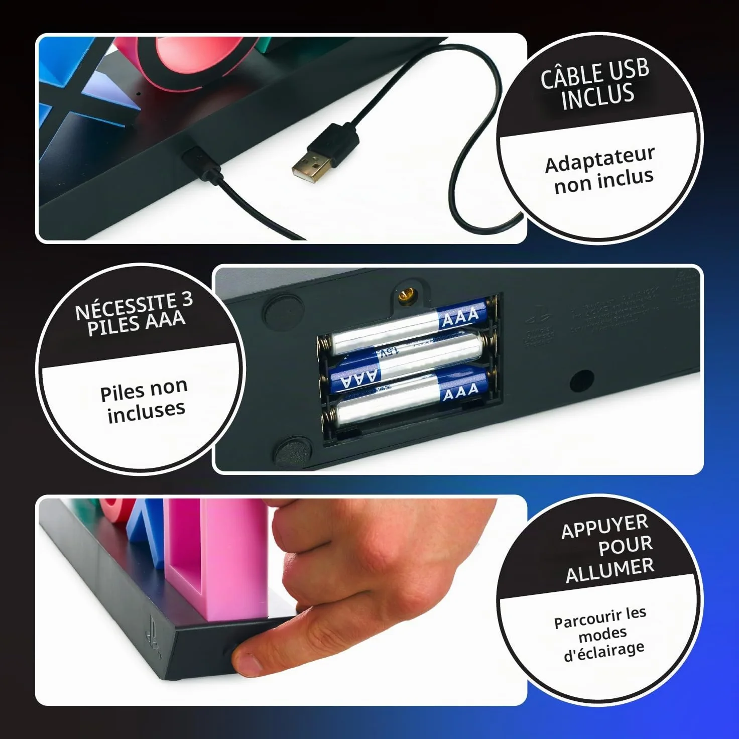 Paladone PlayStation Lumières Icones à 3 Modes - Réagit à la Musique