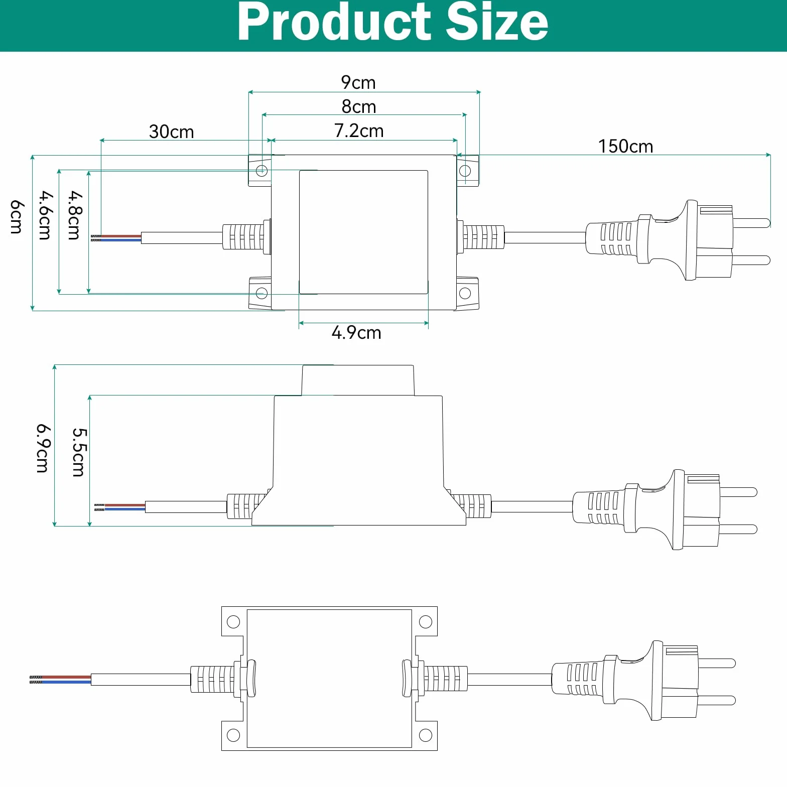 Transformateur LED 12 V 30 W IP68 extérieur étanche