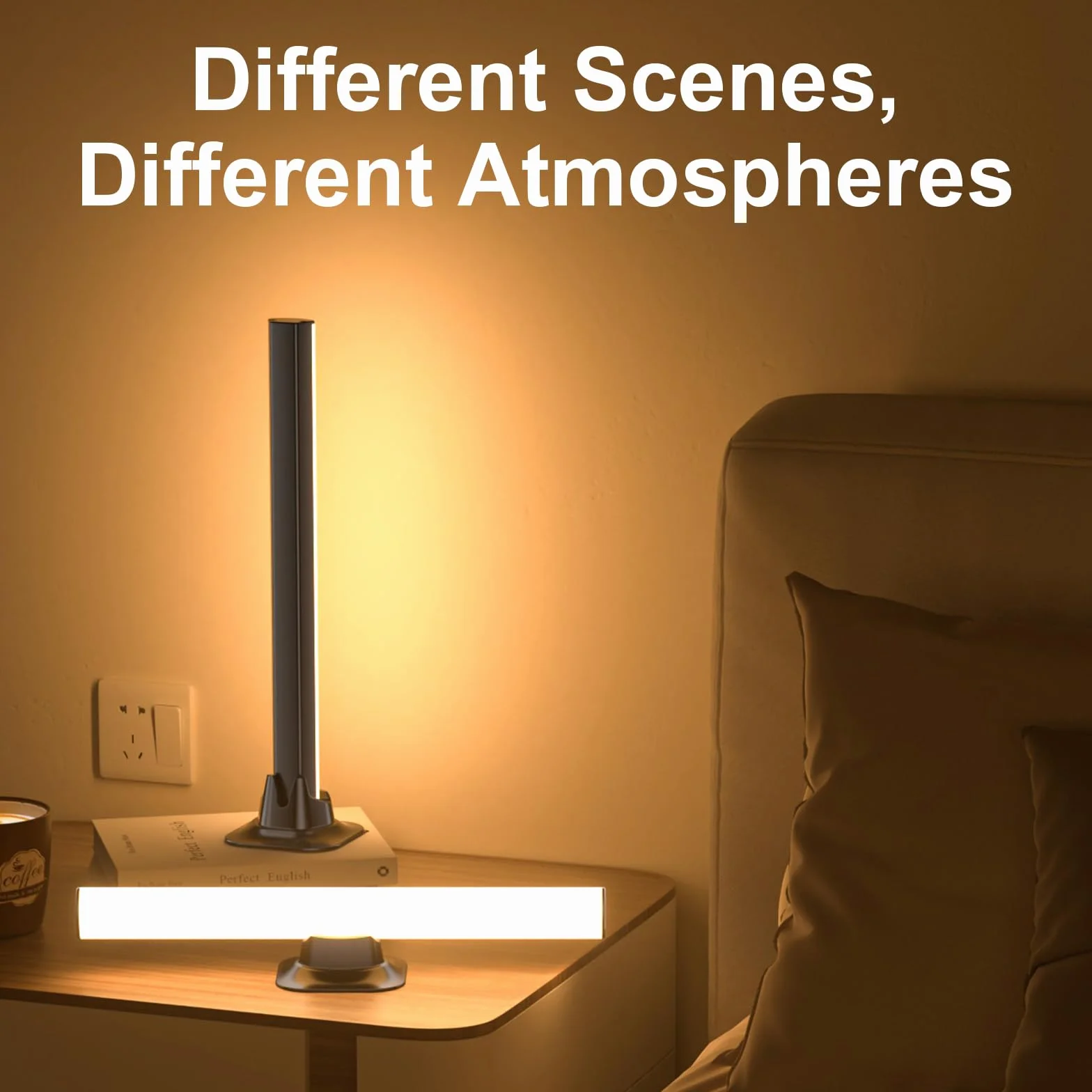 Barre LED gaming RGBIC 32 cm, lumière d’ambiance pour TV, synchronisation musicale, contrôle par application, USB 5V