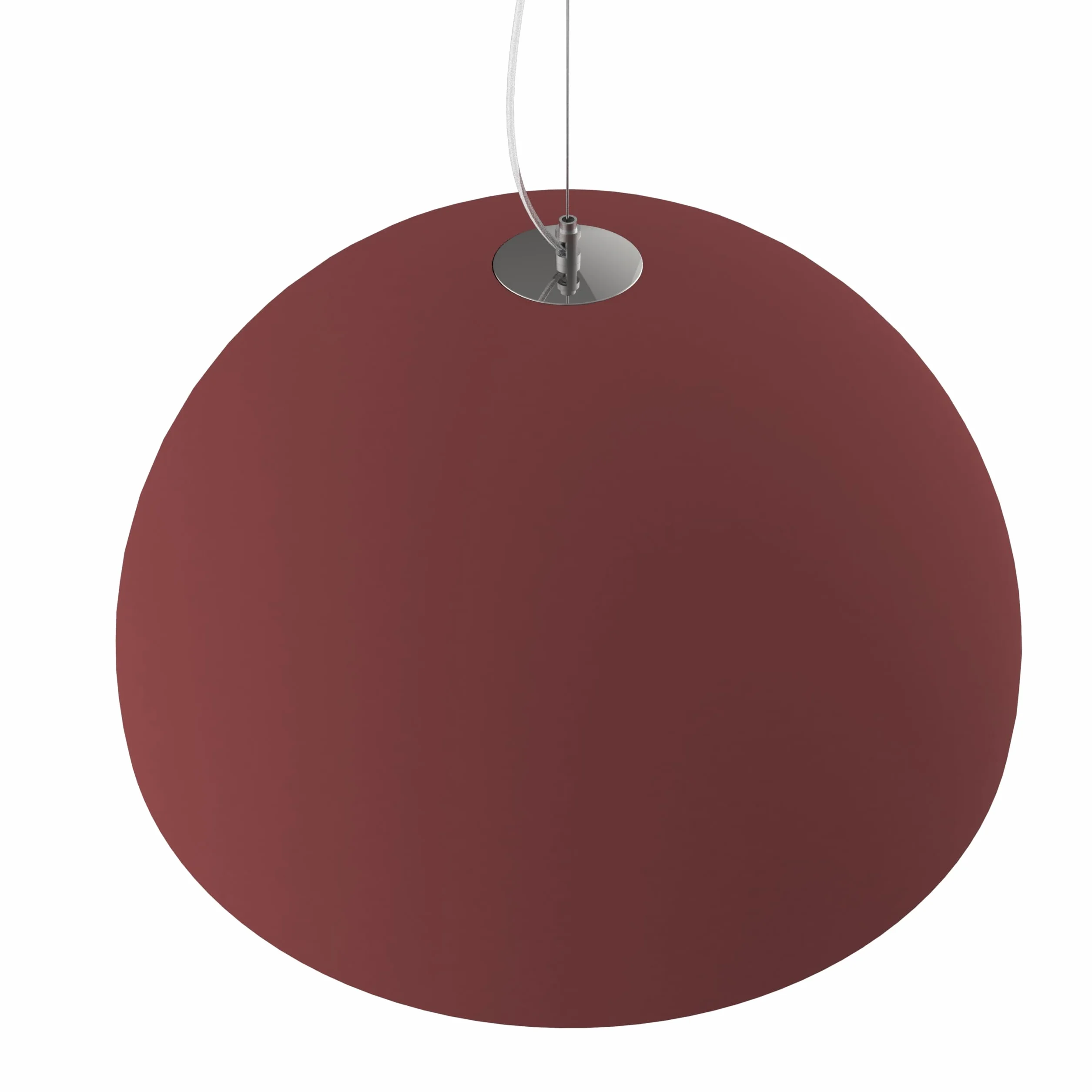 L+, Lustre suspendu, en métal, forme demi-sphère, diamètre 60cm, 1x E27, couleur rouge RAL 19-1533 TCX (rouge Cowhide, 60 cm)