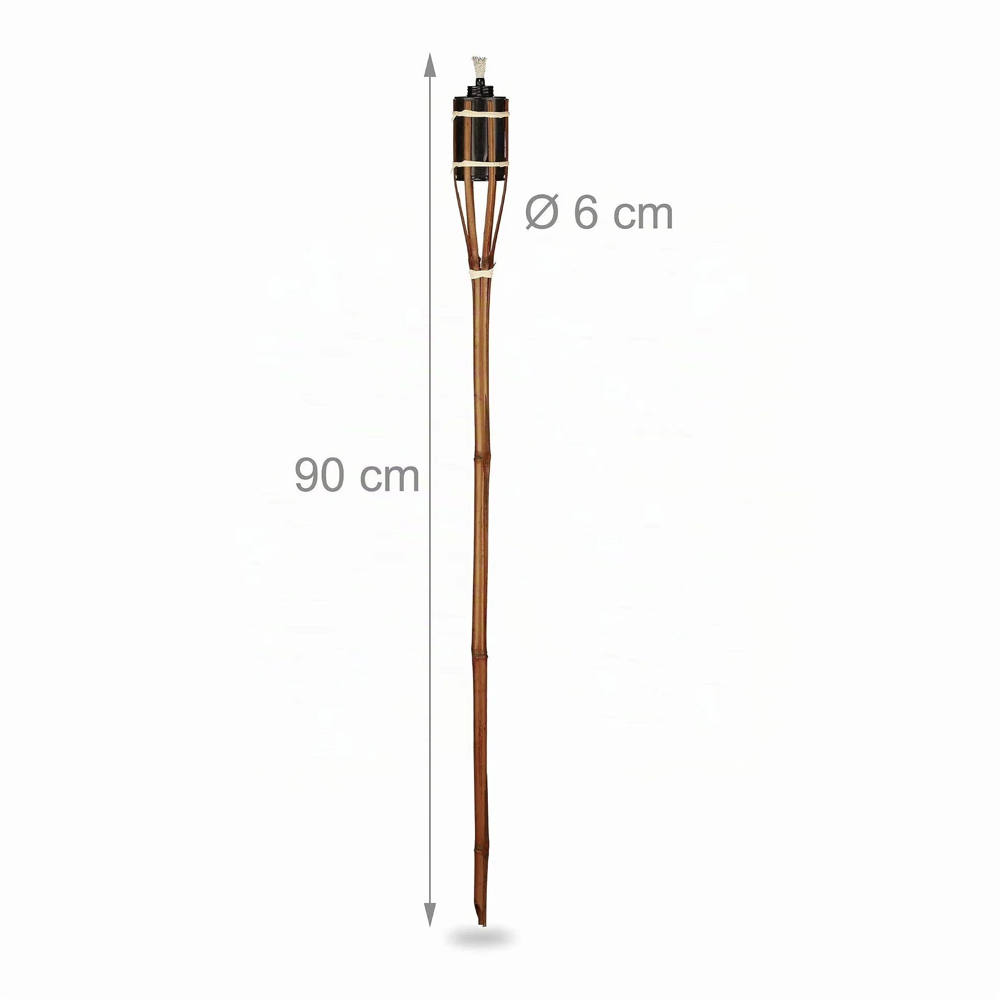 Relaxdays Torche Jardin Bambou Lampe Huile Dehors 90 cm Marron Lot de 10
