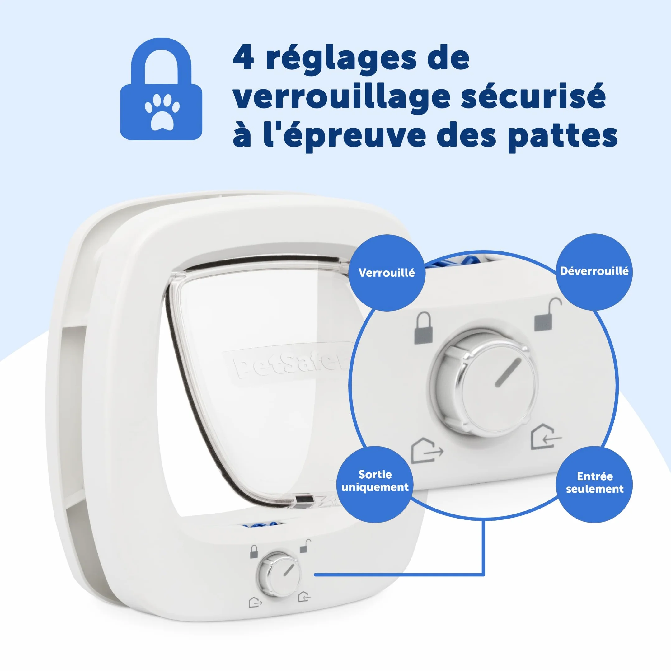 PetSafe Chatière Grande Porte pour Animaux Intérieure et Extérieure 4 Options de Fermeture Volet Douce pour Chats et Petits Chiens