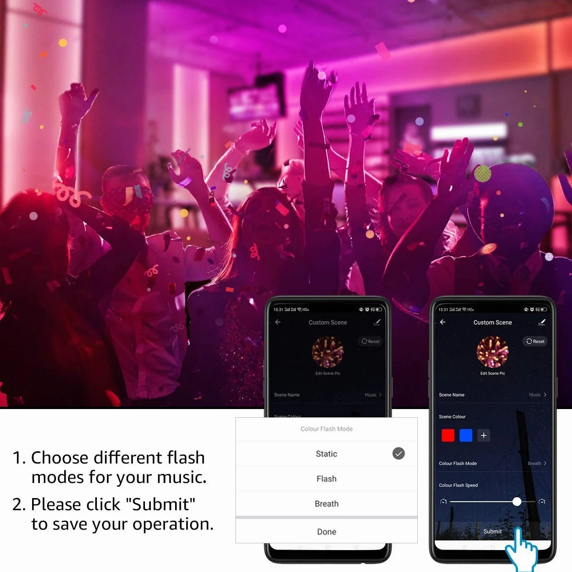 Lepro Ruban LED Intelligente de Musique 5M 24W 5050 RGB 300 LEDs WIFI Compatible Alexa Google Home