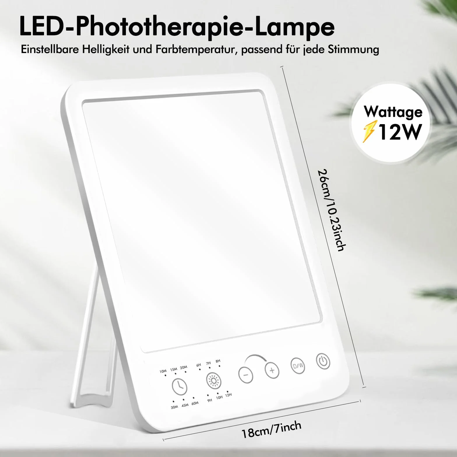 HOSPAOP Lampe de lumière du jour 10000 Lux, lampe de thérapie LED sans UV, variateur, spectre complet pour bureau et maison