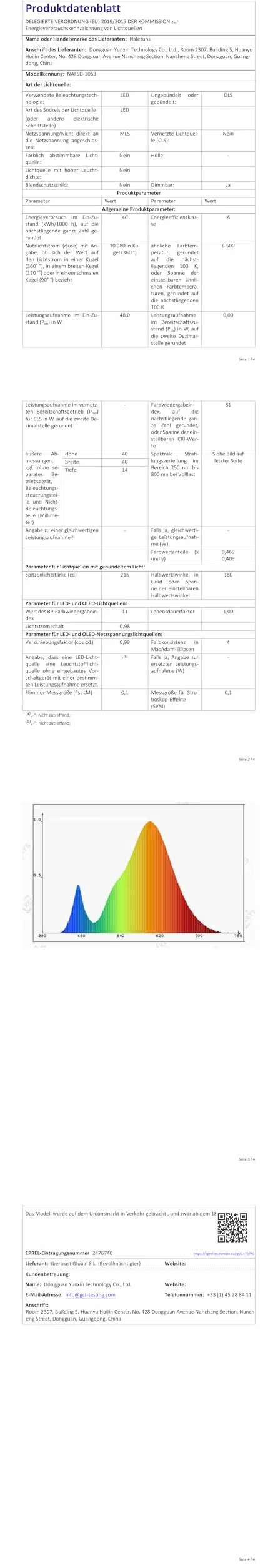 Ventilateur de Plafond 40cm avec Lumière Silencieux, Intensité Variable, 3 Couleurs