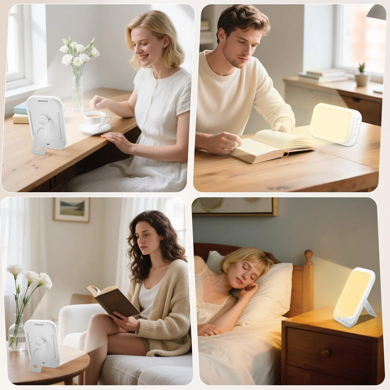 Lampe de Luminothérapie 10000 lux Simulation Lumière du Jour Sans UV 3 Températures de Couleur 5 Niveaux Luminosité Gradation Continue
