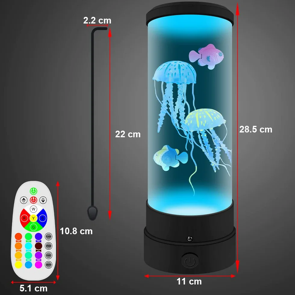 Lampe LED Aquarium Méduse 16 Couleurs Changeantes Décoration Intérieure